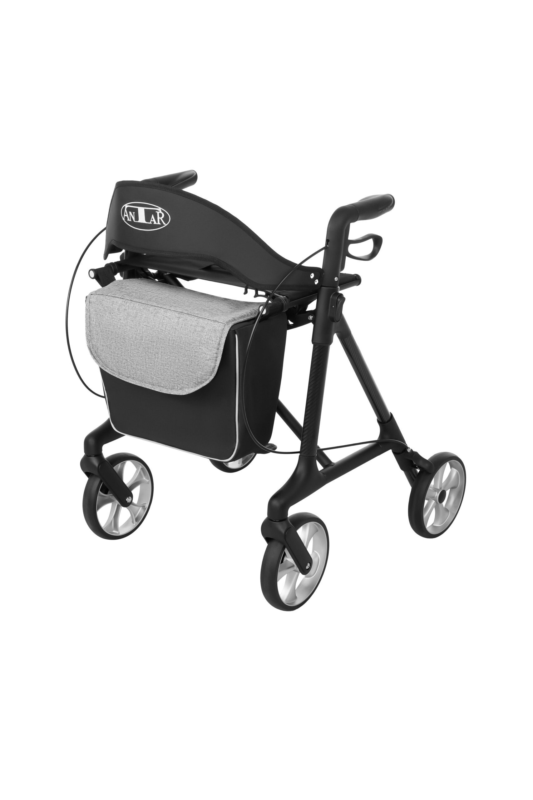 Antar Rollator Carbon ultraleicht mit Einkaufstasche und Softreifen