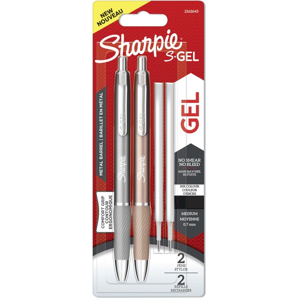 Sharpie Gelschreiber Gelschreiber S-Gel 0,7mm 2er Set+2Minen Schwrz Metal Blister