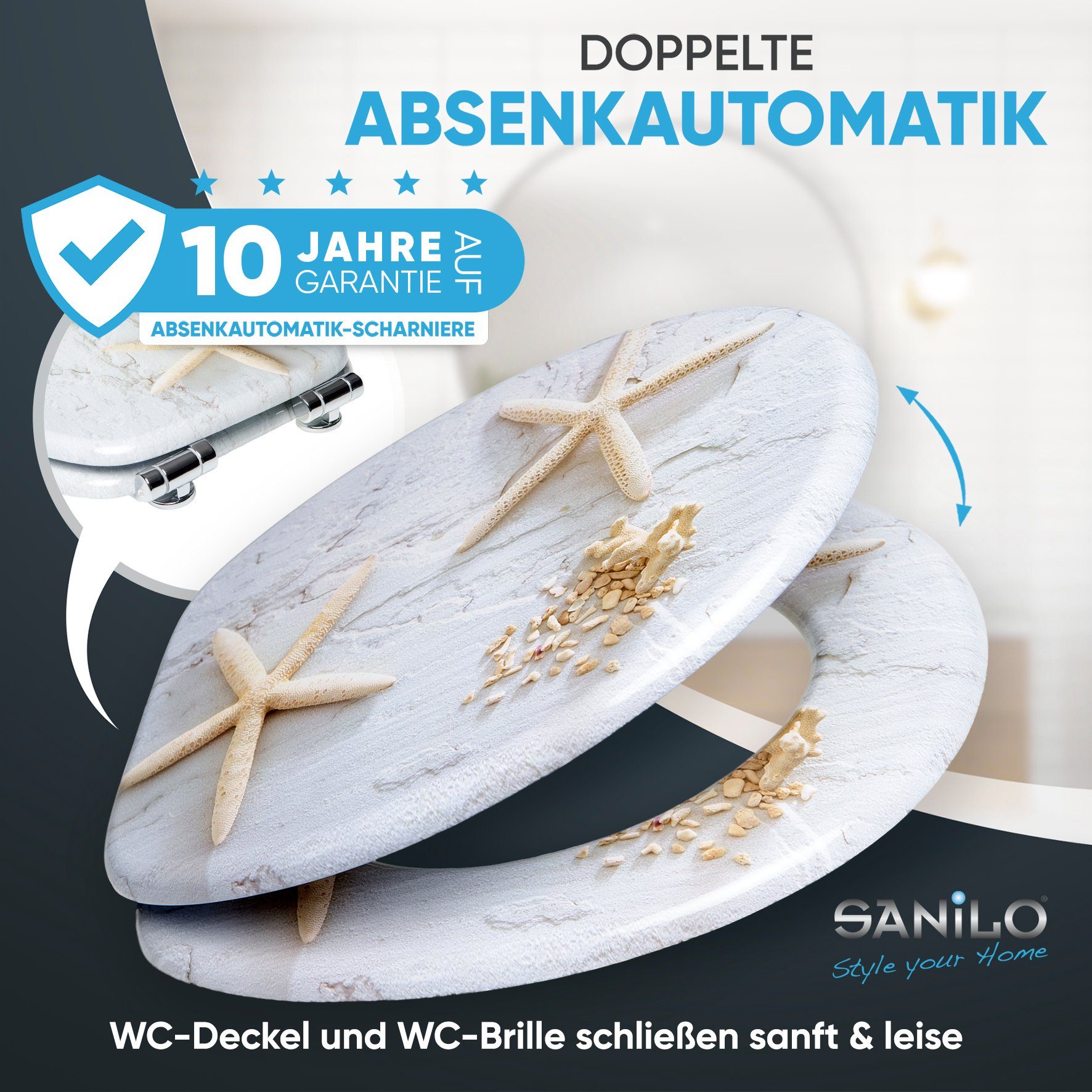 Sanilo WC-Sitz Seestern, mit Absenkautomatik, hochwertig & modern, universell, leichte Montage