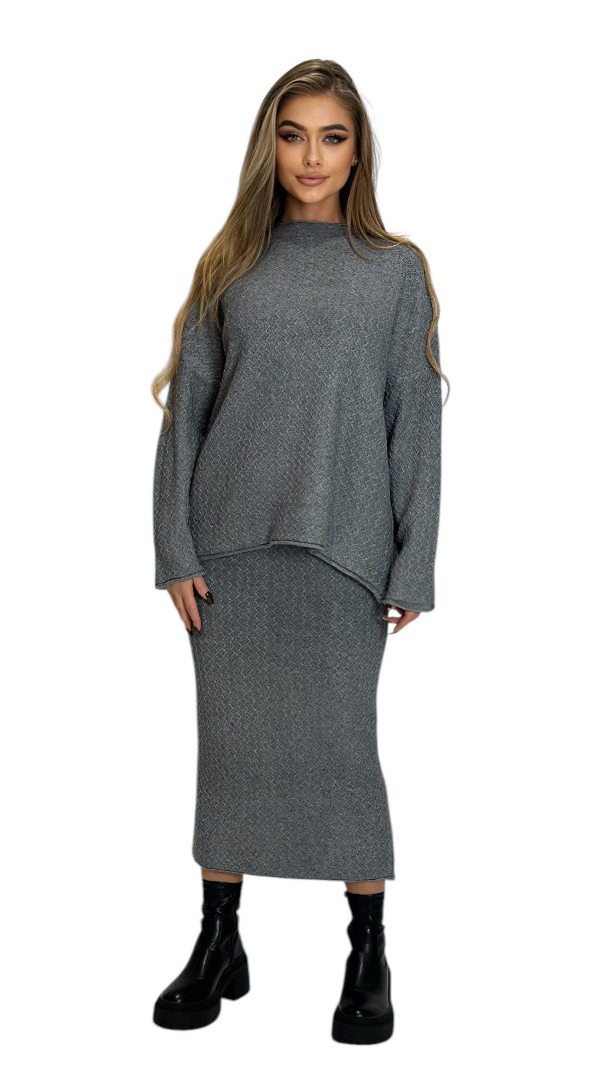 Mississhop Strickkleid Strickset Strickanzug Rock Pullover Damen M.395