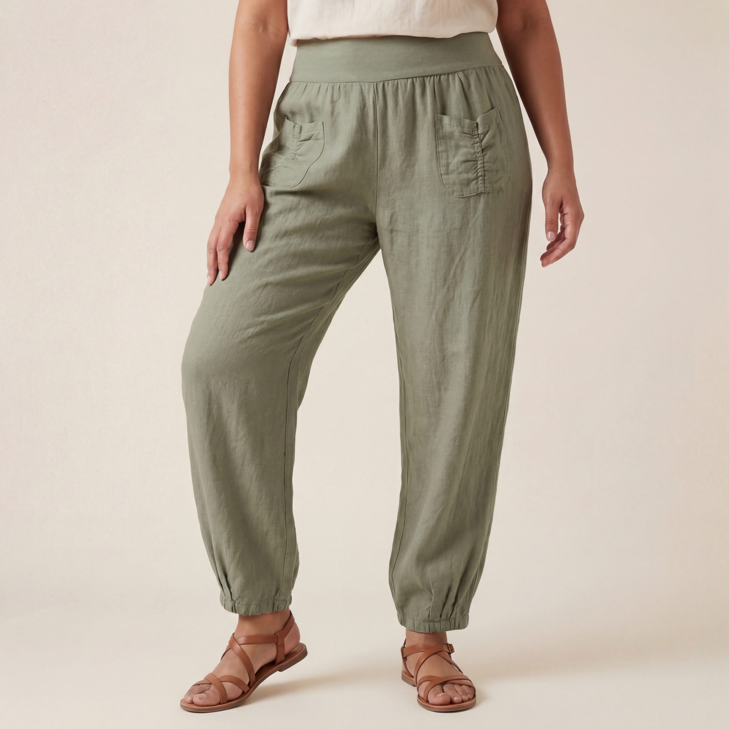 OriginalYou Leinenhose Sommerliche Leinen Pumphose luftig leichte Schlupfhose luftig & leichtes Leinengewebe, elastischer Bund, in Unifarbe