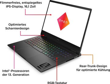 OMEN OMEN 16" Laptop, Full HD IPS-Display, 16 GB RAM, Windows 11 Home, Gaming-Notebook (40,9 cm/16,1 Zoll, Intel Core i7 13620H, GeForce RTX 4060, 512 GB SSD, 16-wd0275ng)