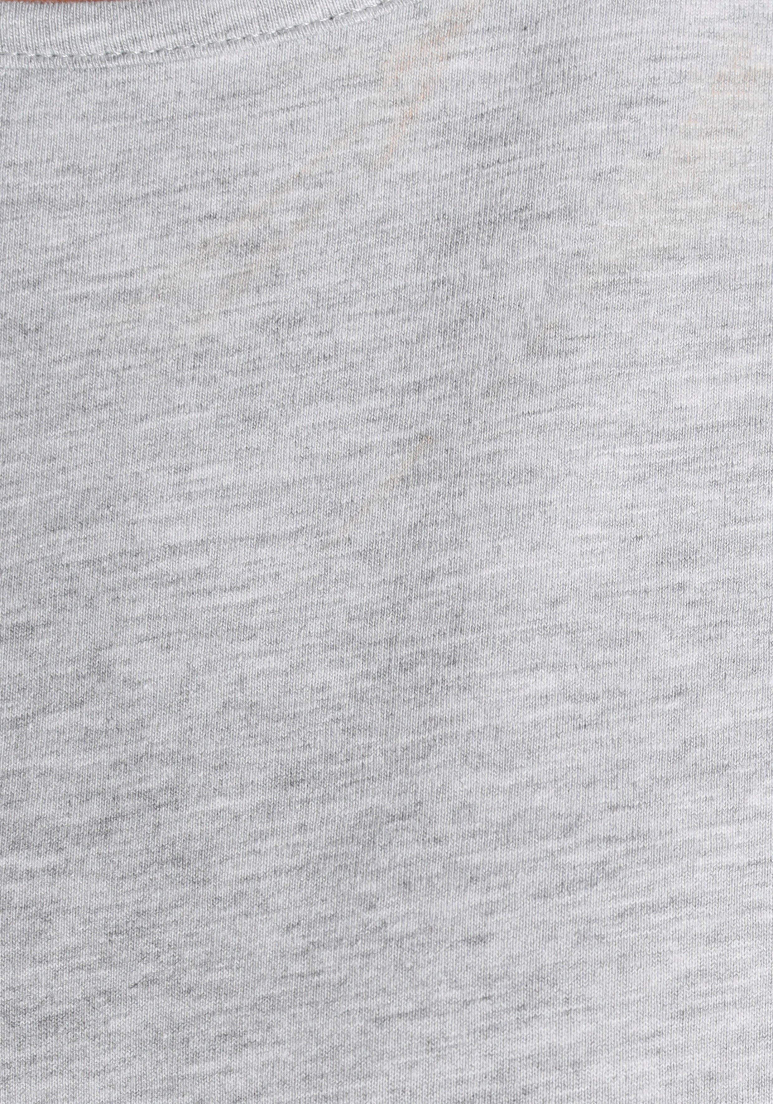 Flashlights T-Shirt (2er-Pack) Schultern marine Ärmelaufschlag überschnittenen kleinem mit grau-meliert, &