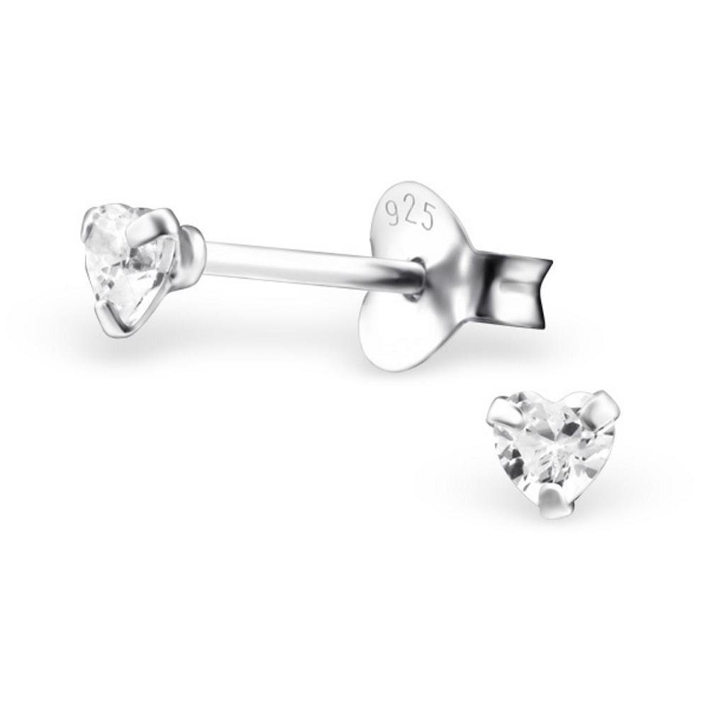 Ohrring-Set Silber (2 Paar 925 Ohrstecker Damen Ohrringe Stück), Herzform BUNGSA 2-tlg), Ohrschmuck aus (1