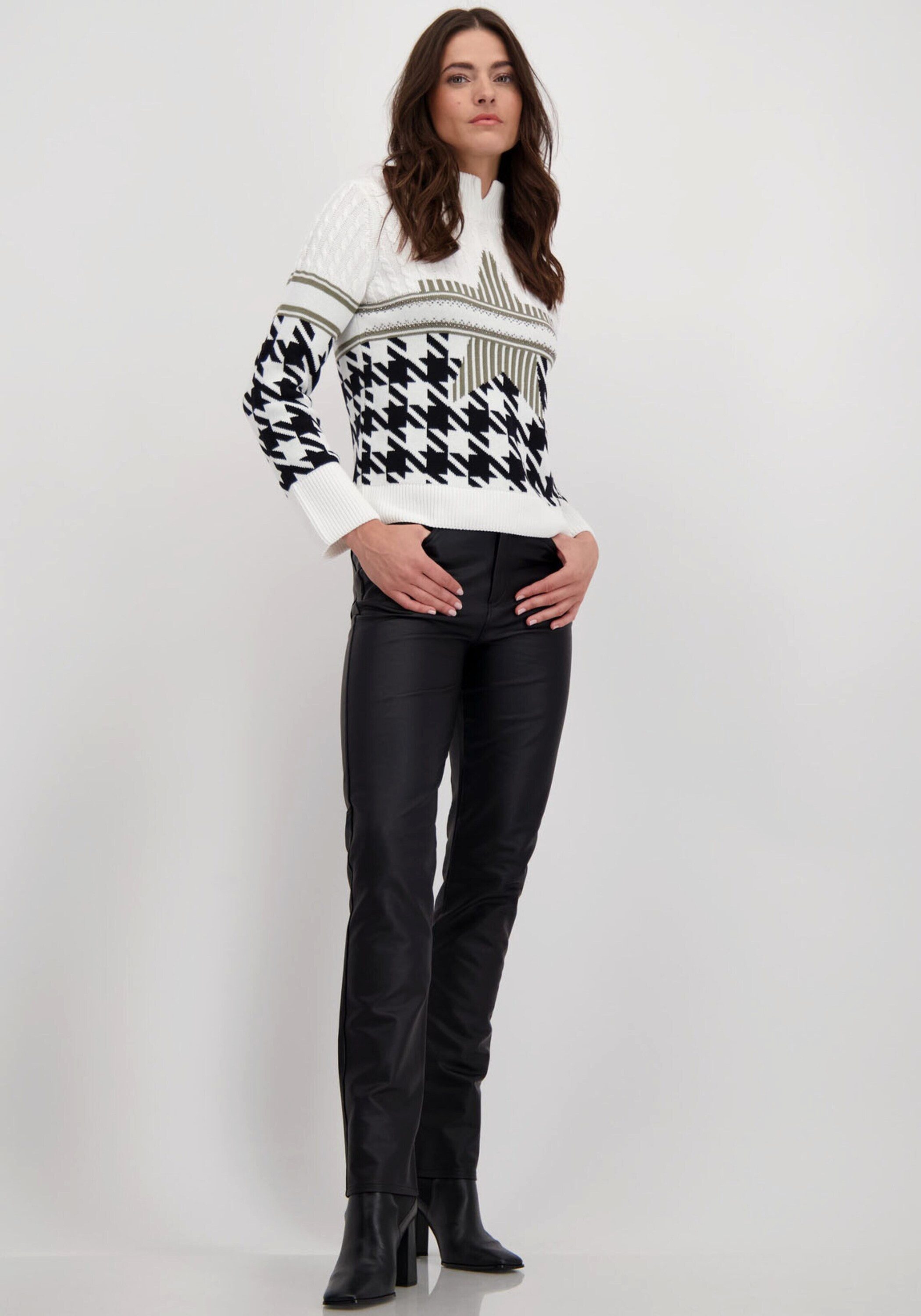 Monari Strickpullover (1-tlg) Lochmuster