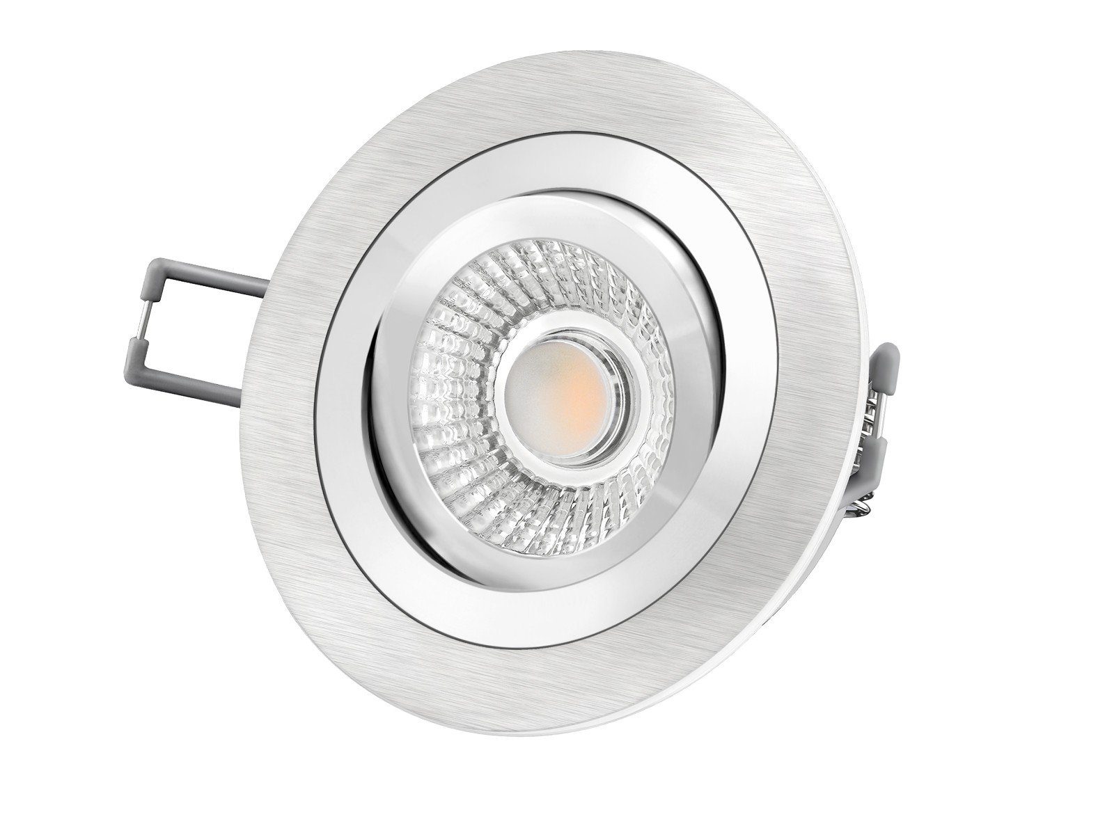 SSC-LUXon LED Einbaustrahler RF-2 LED-Einbauspot rund flach Alu schwenkbar  inkl. LED-Modul 230V, 6W, warmweiß 2700K dimmbar, Warmweiß