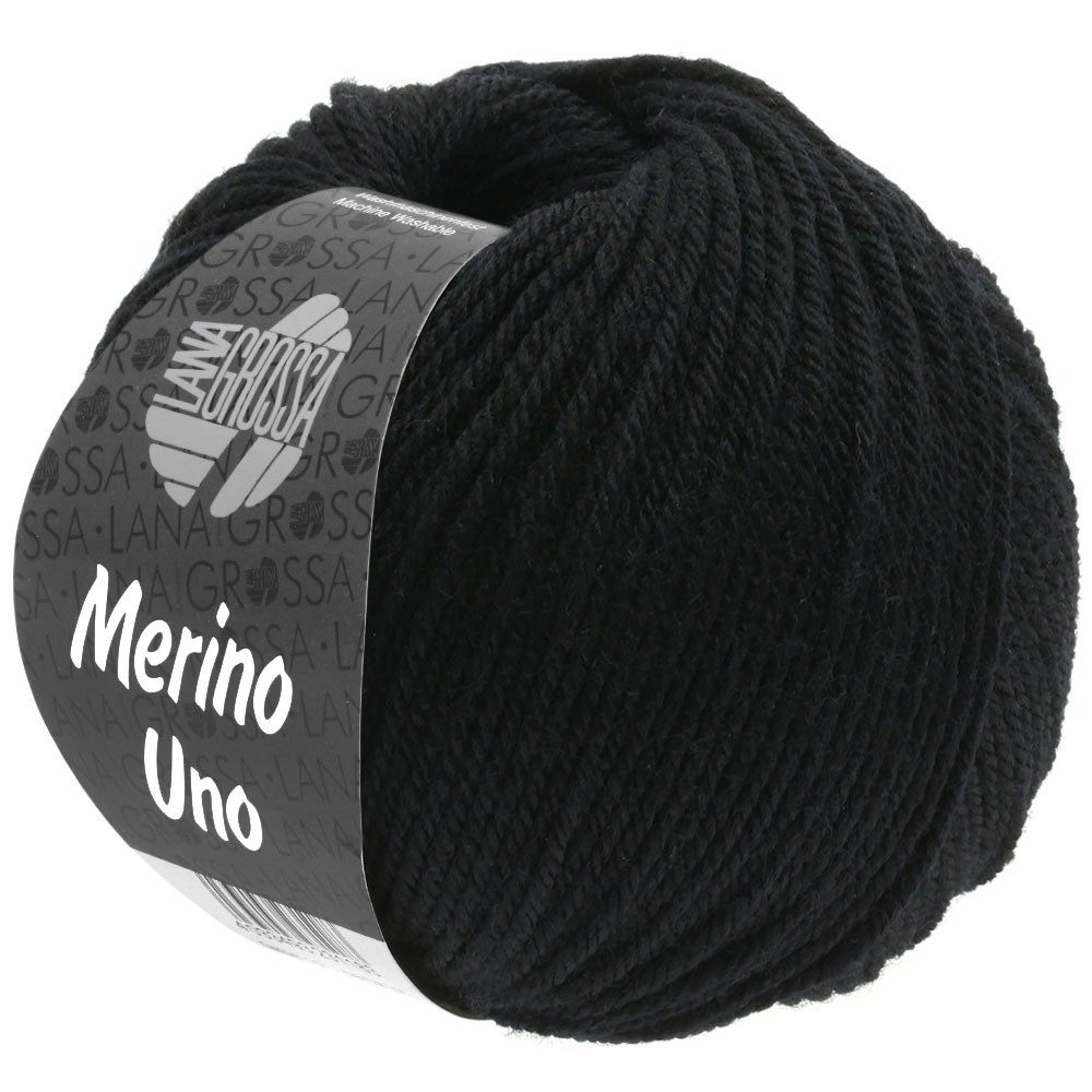 LANA GROSSA Merino Uno 0013 schwarz Häkelwolle, 125 m