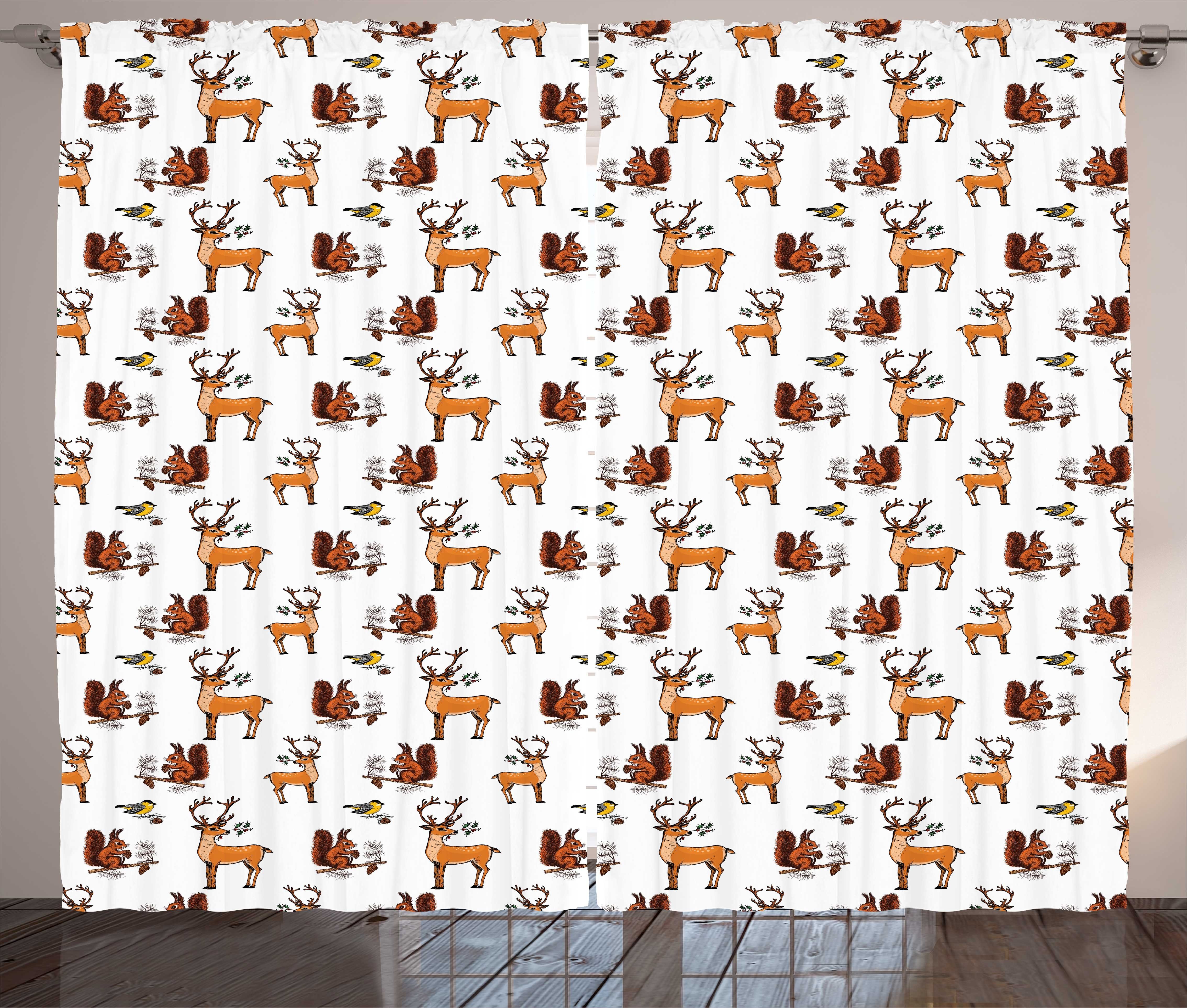 Tiere Kräuselband Gardine Skizze Eichhörnchen Weihnachten Schlafzimmer mit und Schlaufen Abakuhaus, Haken, Vorhang