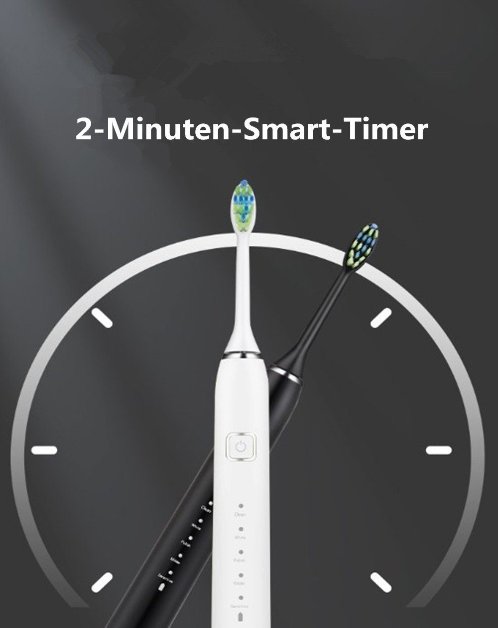 XDeer Zahnbürste Elektrische Zahnbürste Schallzahnbürste - Reise Zahnbürsten, Elektrisch,Schall Electric Toothbrush Mit 2 köpfe, 5 modi,Timer