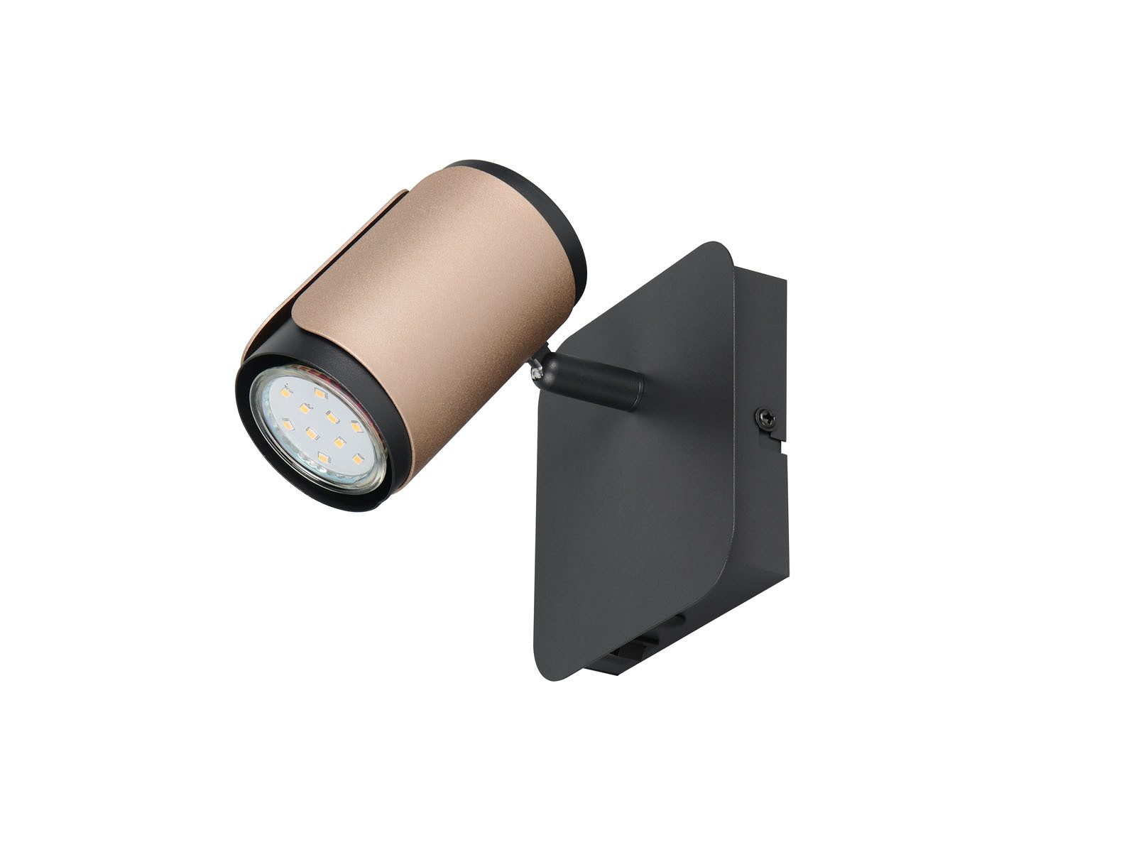 TRIO Leuchten LED Wandleuchte, LED wechselbar, Warmweiß, Spotlampen Wandstrahler innen, Wandspot Schwarz / Coffee mit Schalter