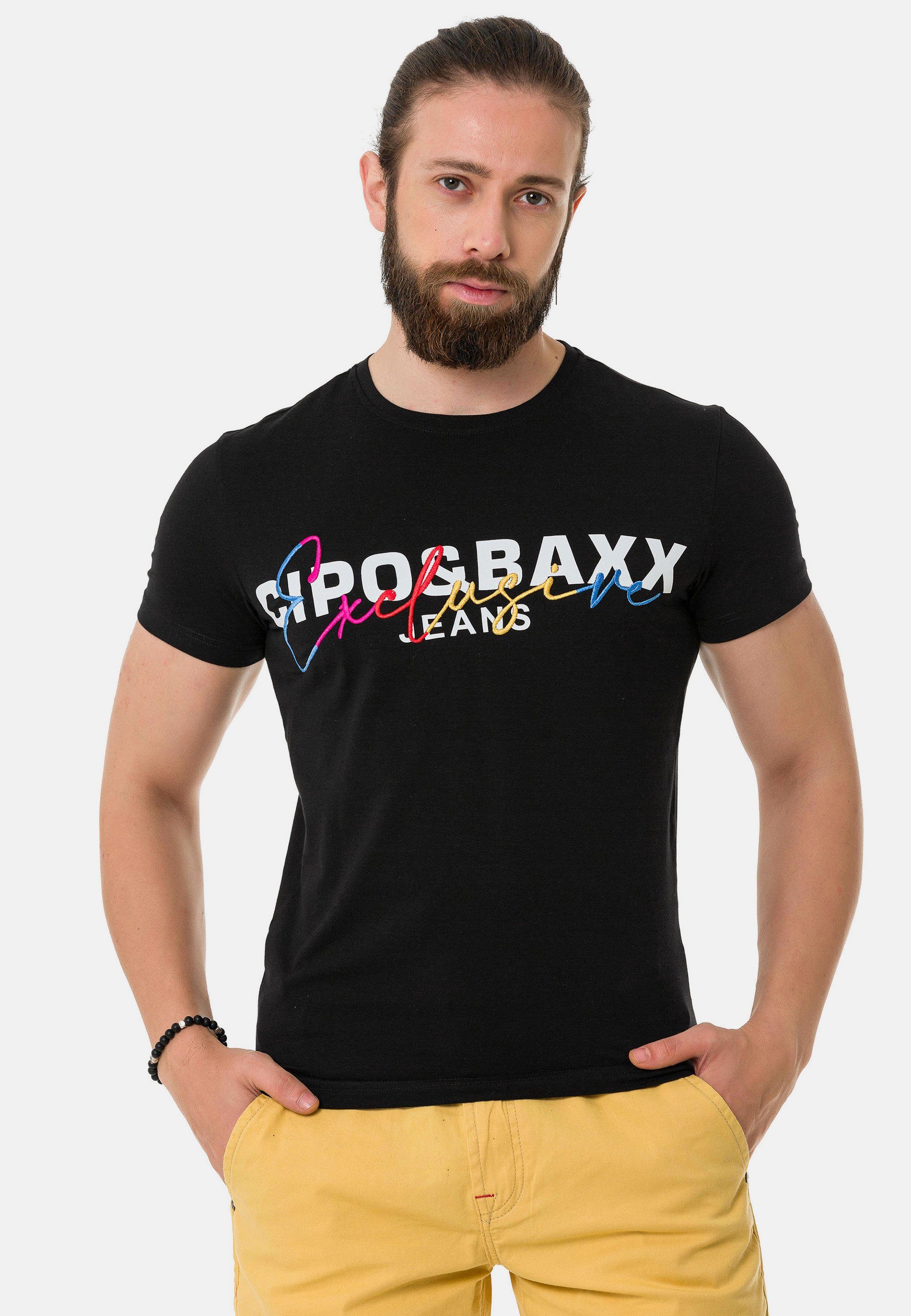 Cipo & Baxx T-Shirt mit Markenprint schwarz | T-Shirts