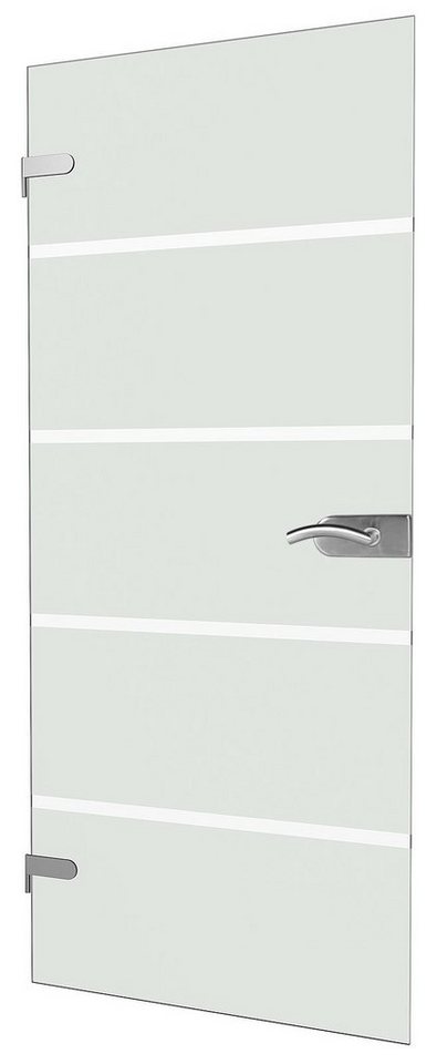 Thumbnail - inova wohnen Zimmertür 83,4 x 197,2 cm Blockstreifen satiniert Glastür (Komplett Set), inkl. Beschlagset nach Wahl