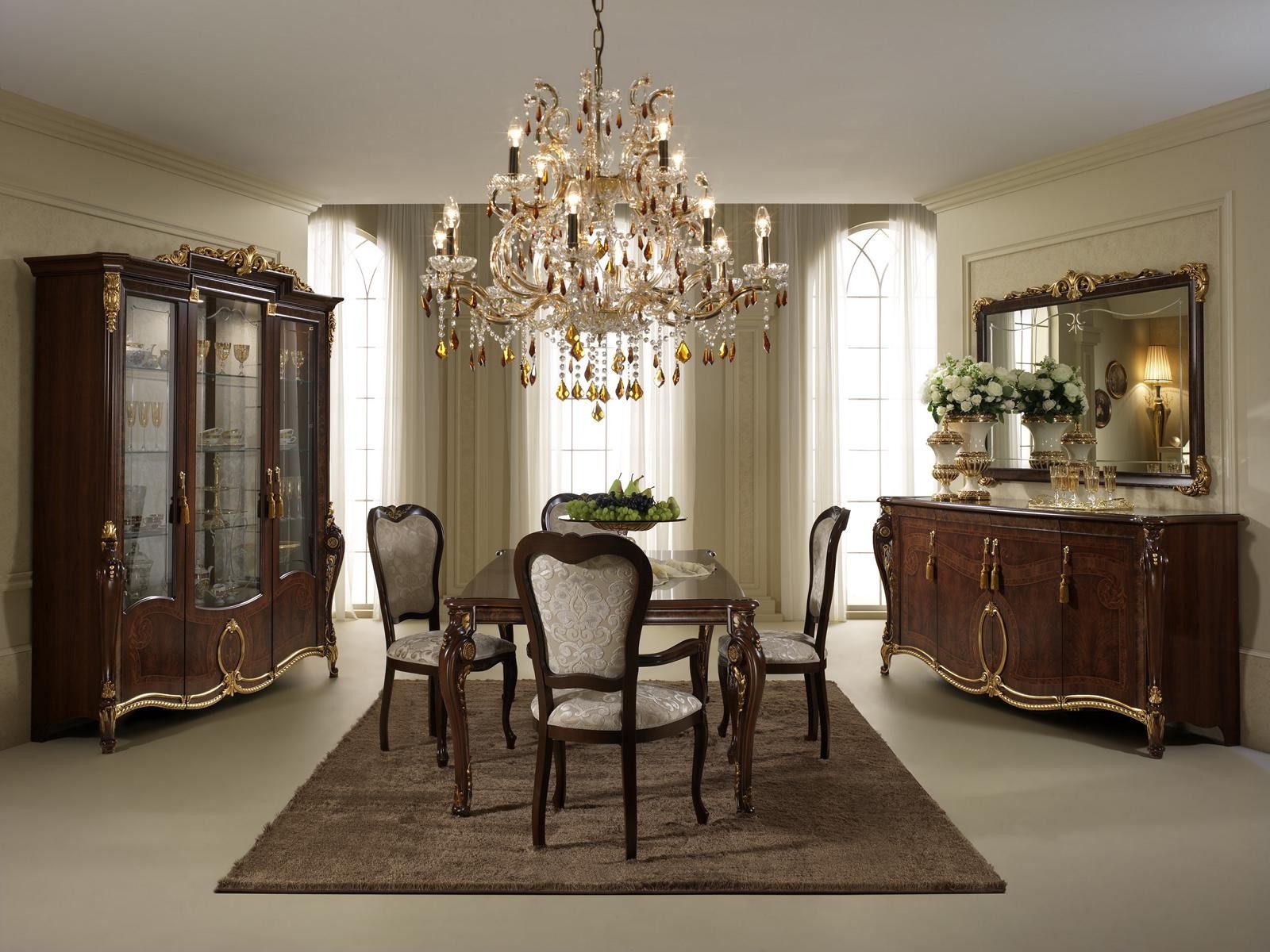 Xlmoebel Essgruppe Esstisch mit 6 Stühlen im Jugendstil Rokoko Barock Design, Made in Europa