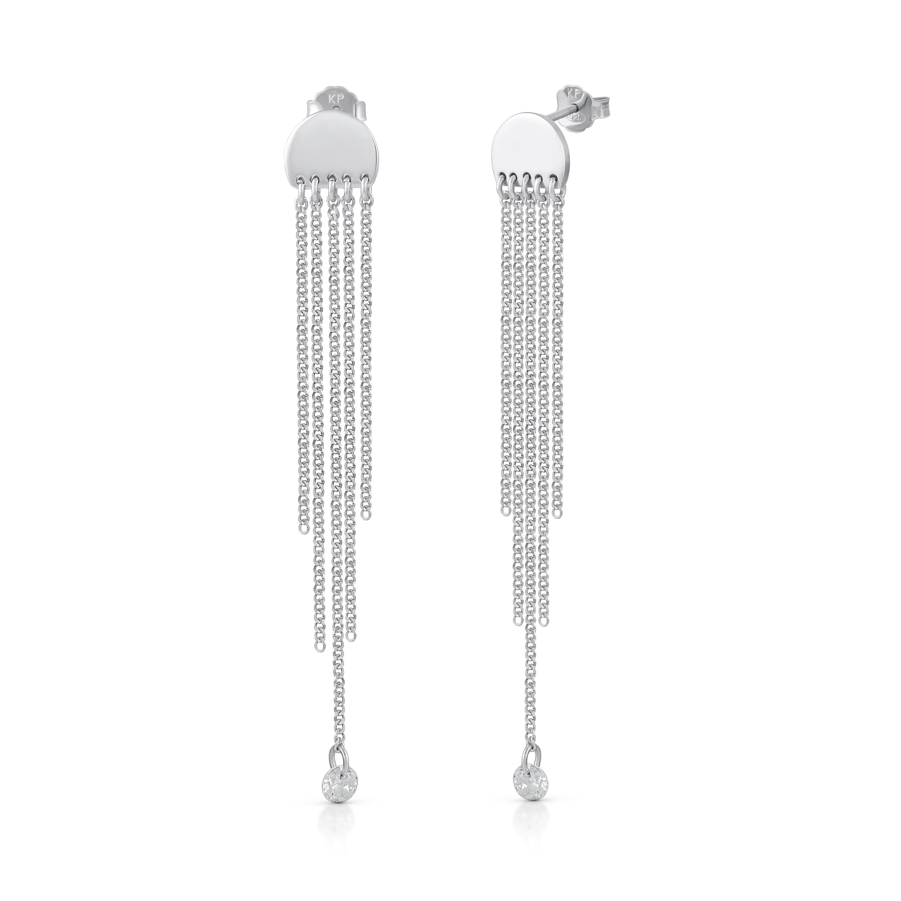 einzigartiges Material Zeeme Paar Ohrhänger Zirkonia rhodiniert 925/- Sterling Silber