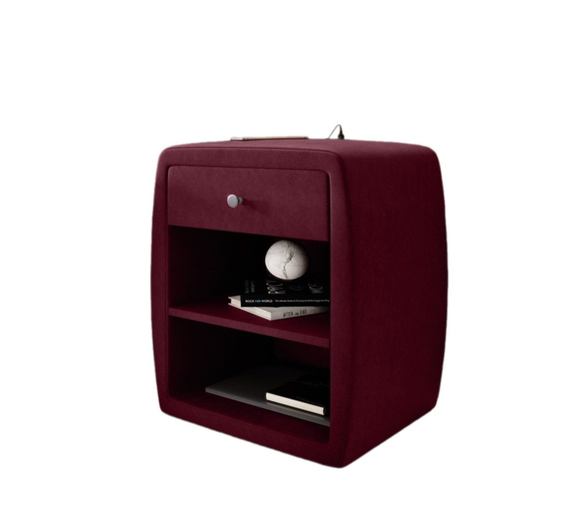 Luxusbetten24 Nachttisch Designer Nachttisch Lilly, mit USB-Anschluss Anschluss und Samtbezug