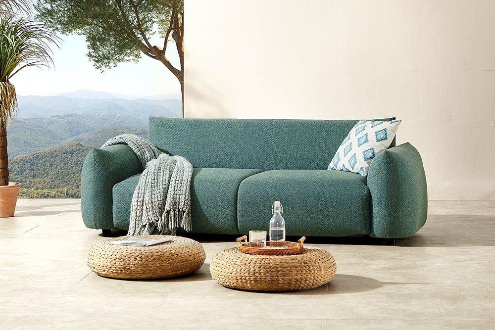 riess-ambiente Loungesofa SEAHAWK 210cm türkis · wetterfeste 2-Sitzer Couch für Garten, Terrasse, Einzelartikel 1 Teile, Balkon-Sofa · Gartenmöbel · Outdoor · eckig · Aluminium · Olefin