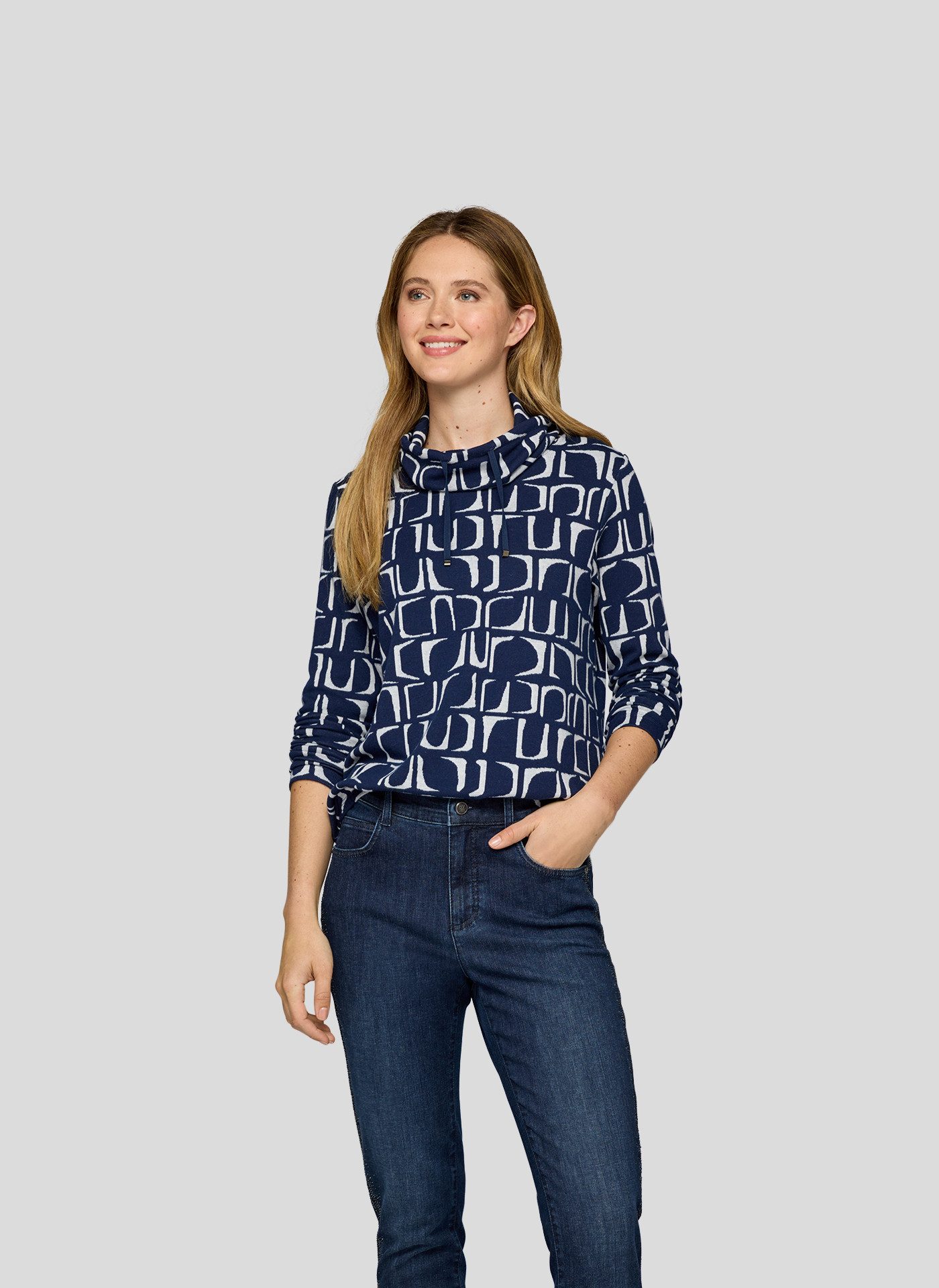 Rabe Langarmshirt mit grafischem Muster und günstig online kaufen