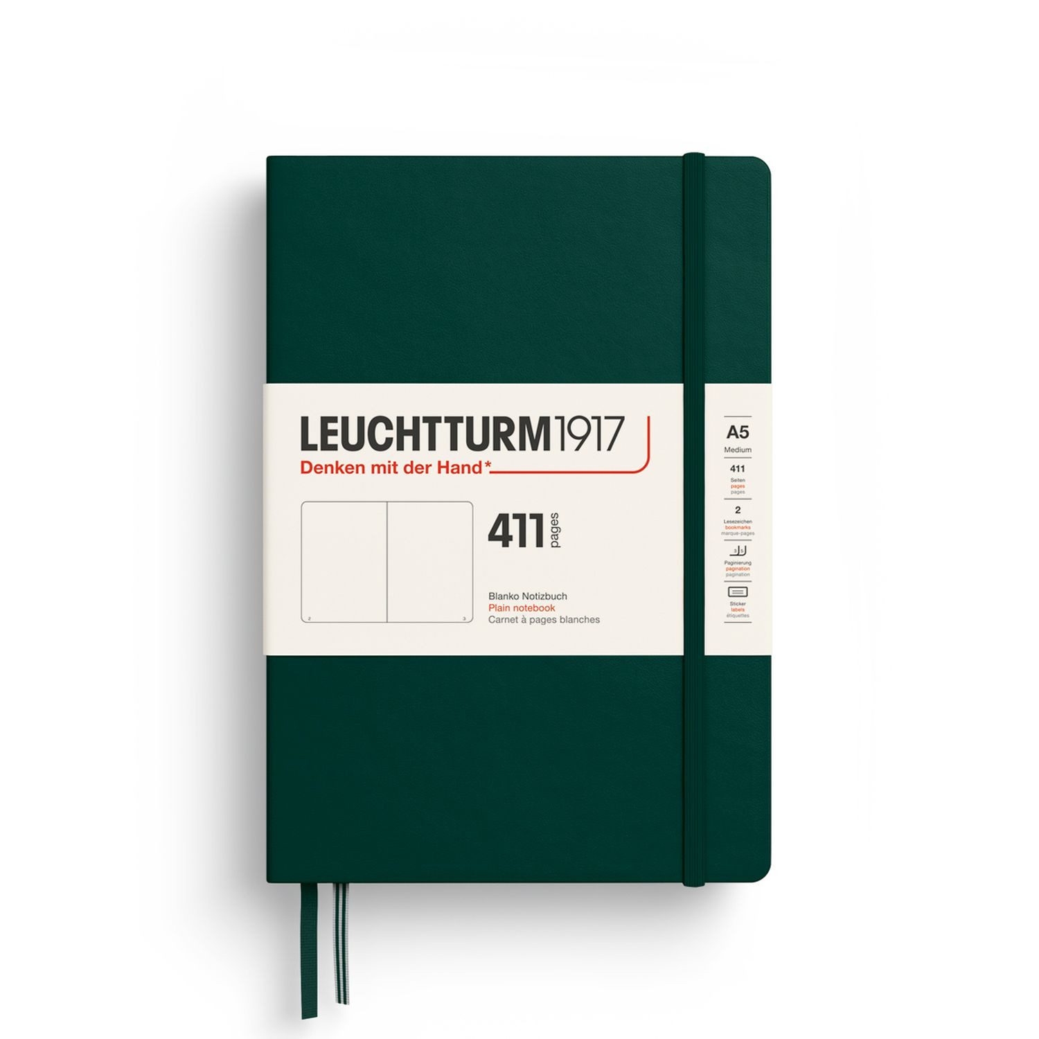 Leuchtturm1917 Notizbuch 411 Medium A5 Hardcover Forest Green Blanko