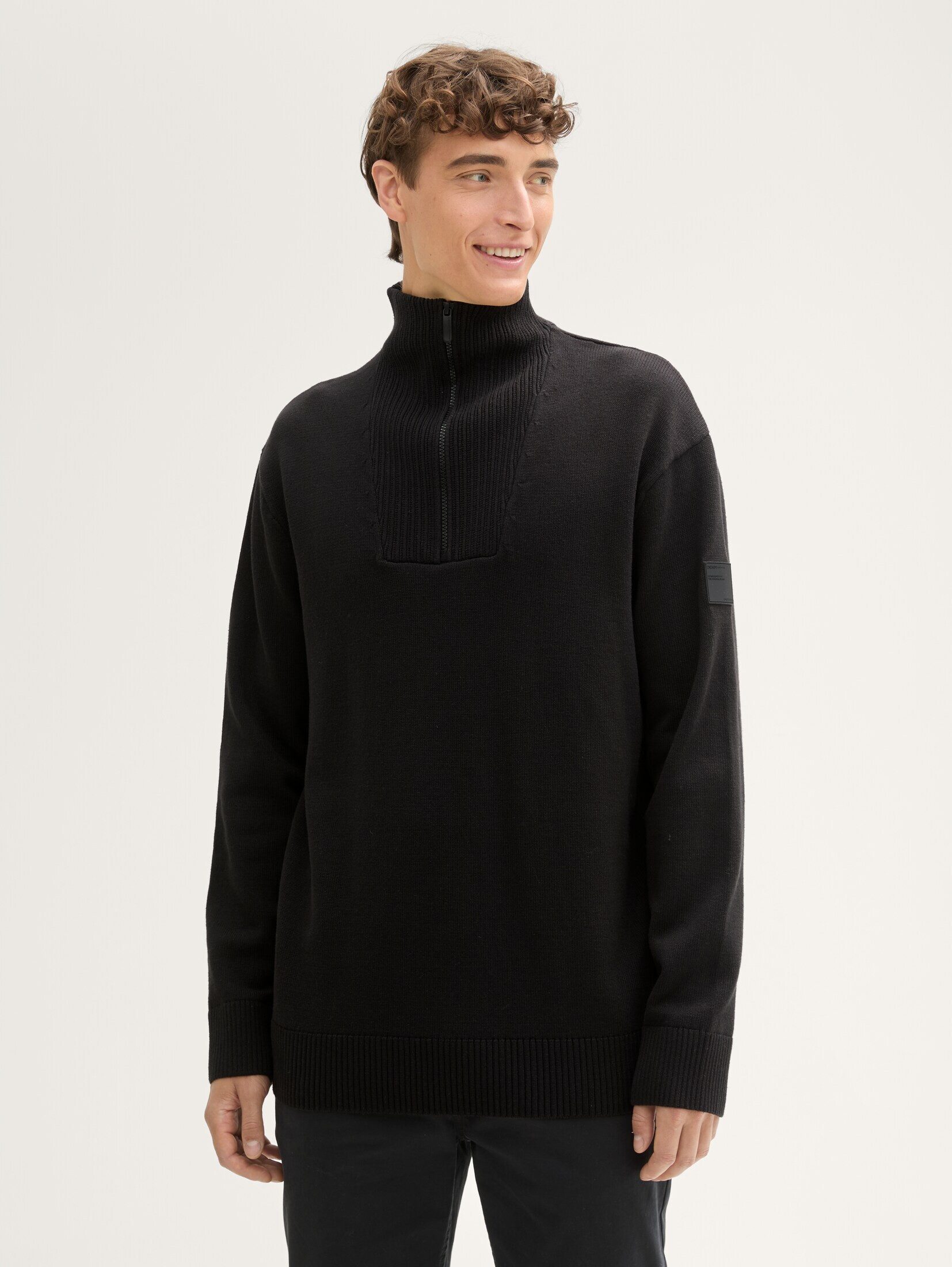 TOM TAILOR Denim Strickpullover Pullover & Strickjacken Relaxed Troyer Stri günstig online kaufen