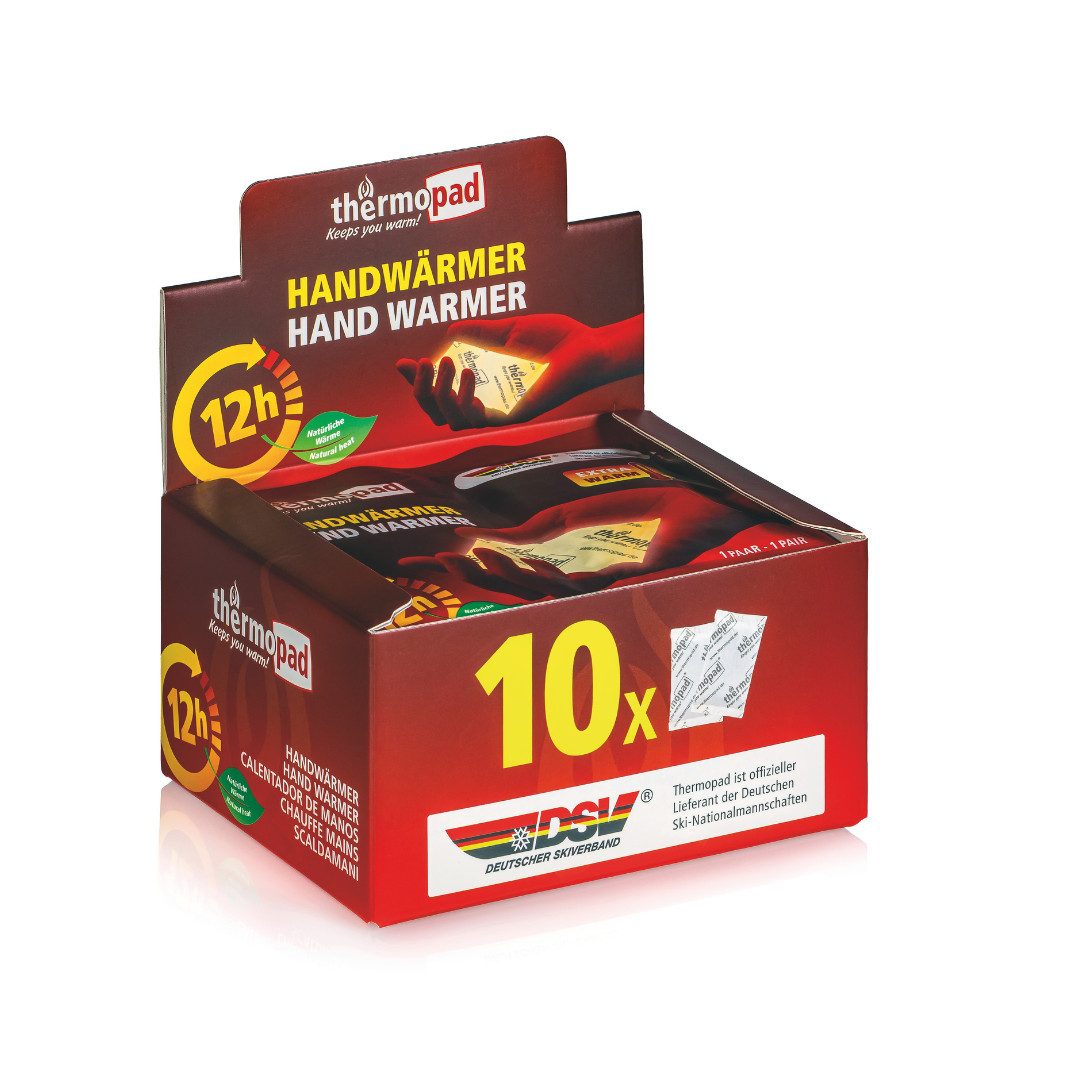 Thermopad Handwärmer Paar, 10-tlg., Wärmedauer ca. 12 Stunden, Luftaktivierung, Absolut geruchlos