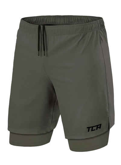 TCA Trainingsshorts TCA Herren 2-in-1 Laufhose mit Kompressionshose - Grün/Grün, XL (1-tlg)