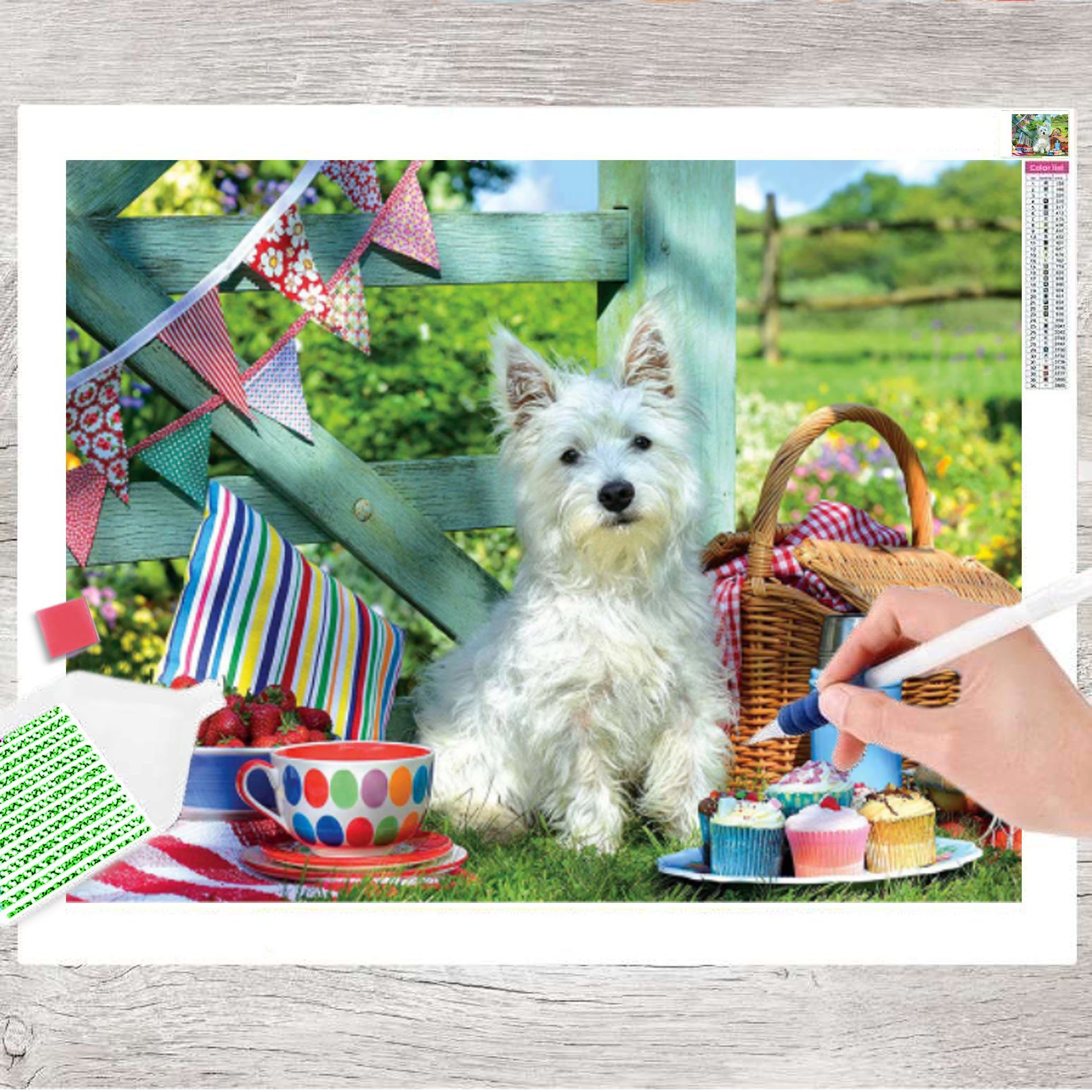 Kreativset GOLDEN Diamond Painting zubehör bilder Weihnachten ( kleiner Hund) 