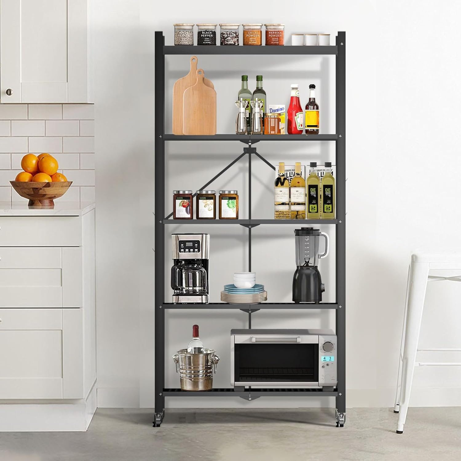 HomeMiYN Mehrzweckregal Klappregal mit Rollen Bücher Küchenregal Platzspare günstig online kaufen