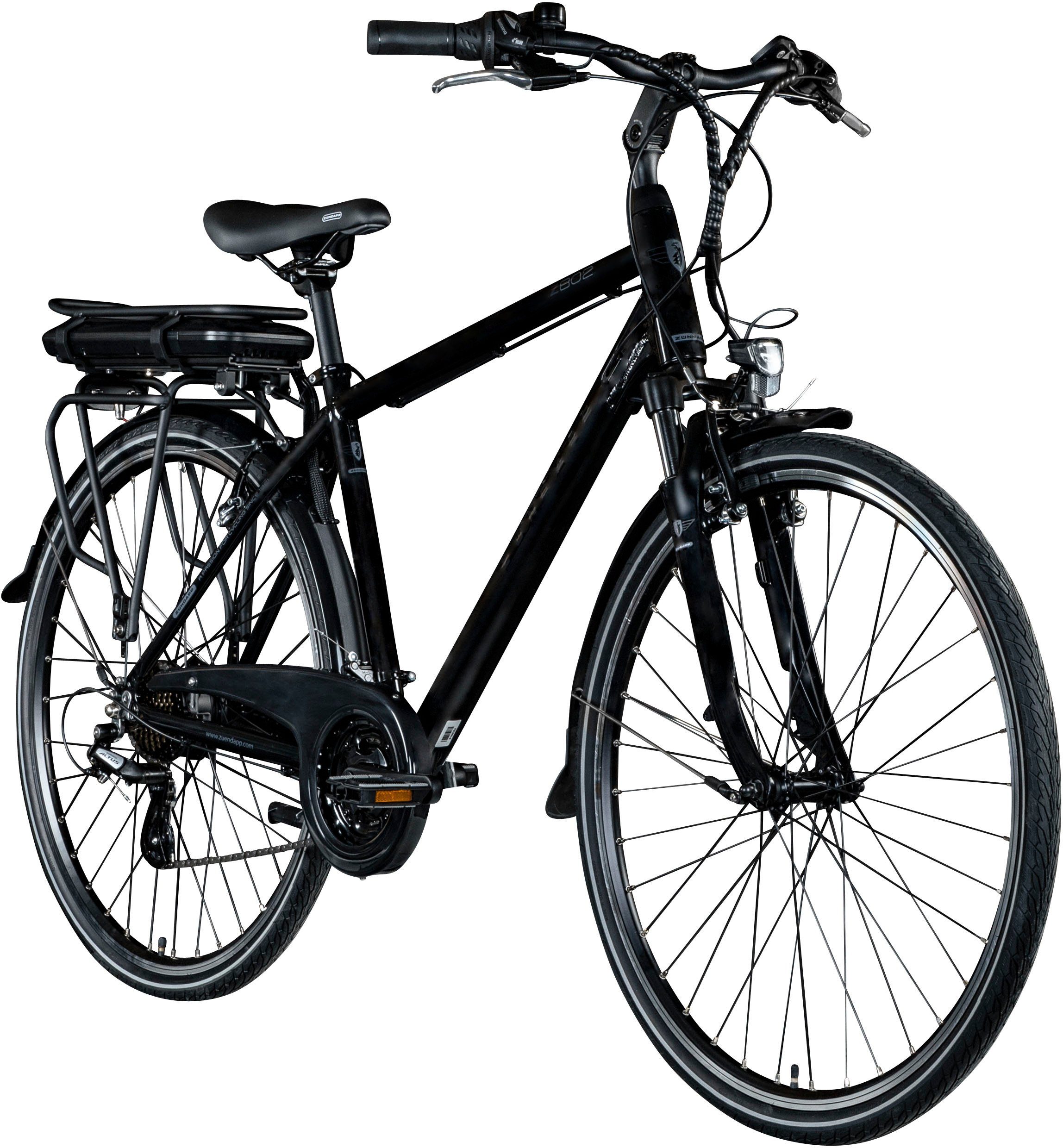 Zündapp E-Bike Trekkingrad Z802 Herren, 21 Gang Shimano Altus RD-M310 Schaltwerk, Kettenschaltung, Heckmotor, 374 Wh, Pedelec, Elektrofahrrad für Herren