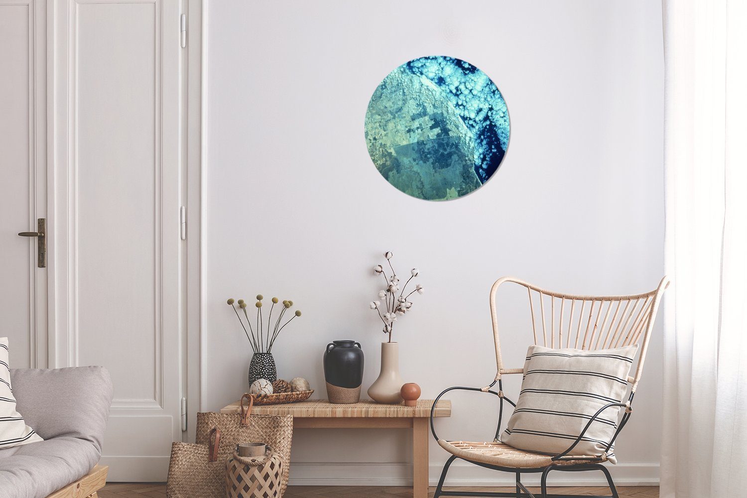Forex, (1 Wohnzimmer, Satellitenbild 30x30 Wandbild, St), MuchoWow Kreis Rundes Gemälde von Buntes Westaustralien, Wanddekoration cm