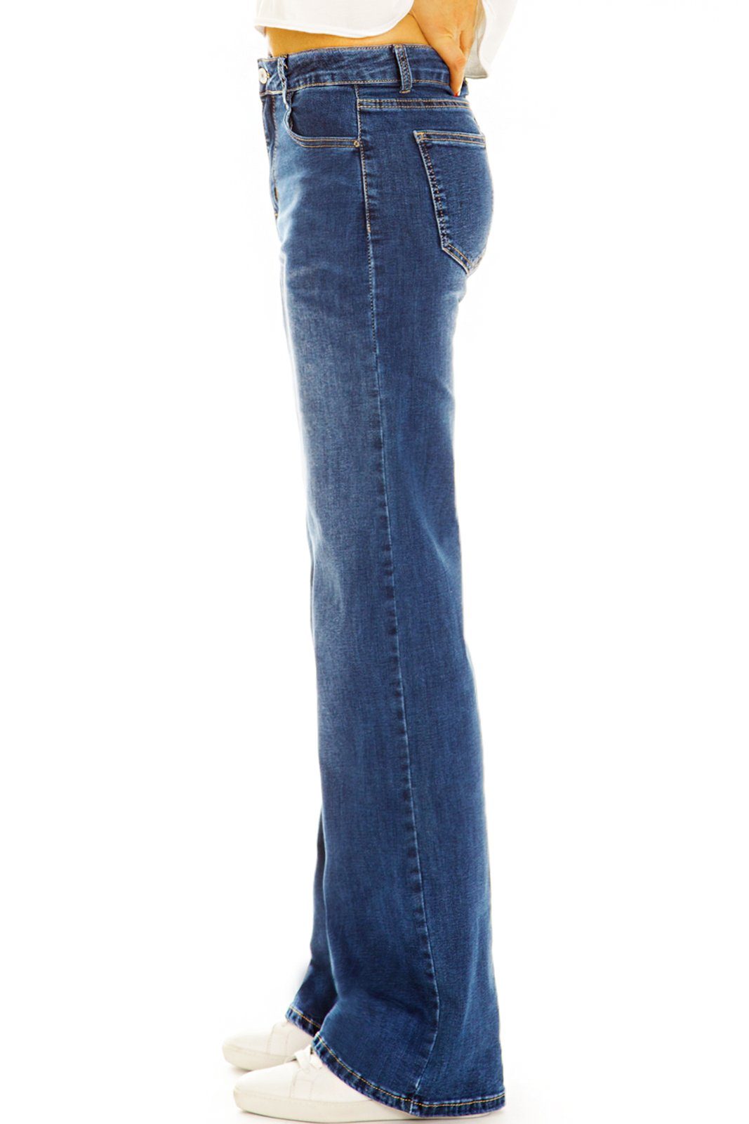 mit regular Damen stretch Hosen cut straight j18e-1 Jeans 5-Pocket-Style - Straight-Jeans - be waist Schwarz Medium Stretch-Anteil, styled