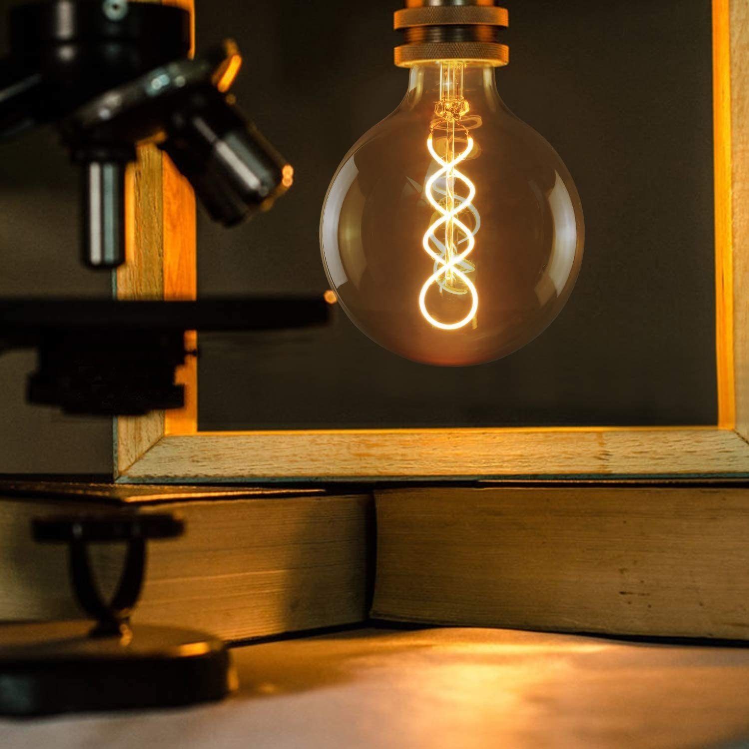 ZMH LED-Leuchtmittel LED Lampe E27 Glühbirne: G95/G125 Vintage Edison Leuchtmittel 4W, E27, 1 St., 2200k, Retro Filament Birnen Bulb Energiesparlampe für Haus – Bild 4 von 5