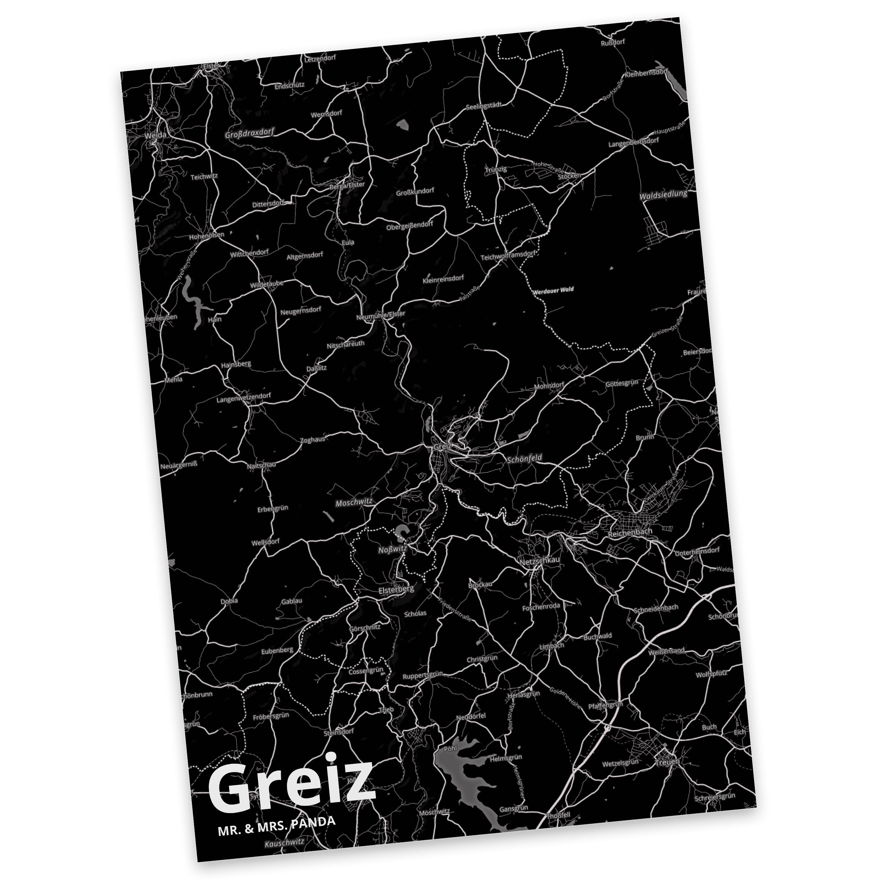 Postkarte Kar Ort, Einladungskarte, Dorf Karte, Panda Mr. Städte, Geschenk, Greiz - & Stadt Mrs.