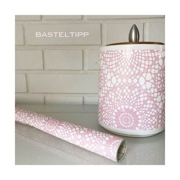 AS4HOME Möbelfolie Möbelfolie rosa Spitze - 45 cm x 200 cm selbstkleb