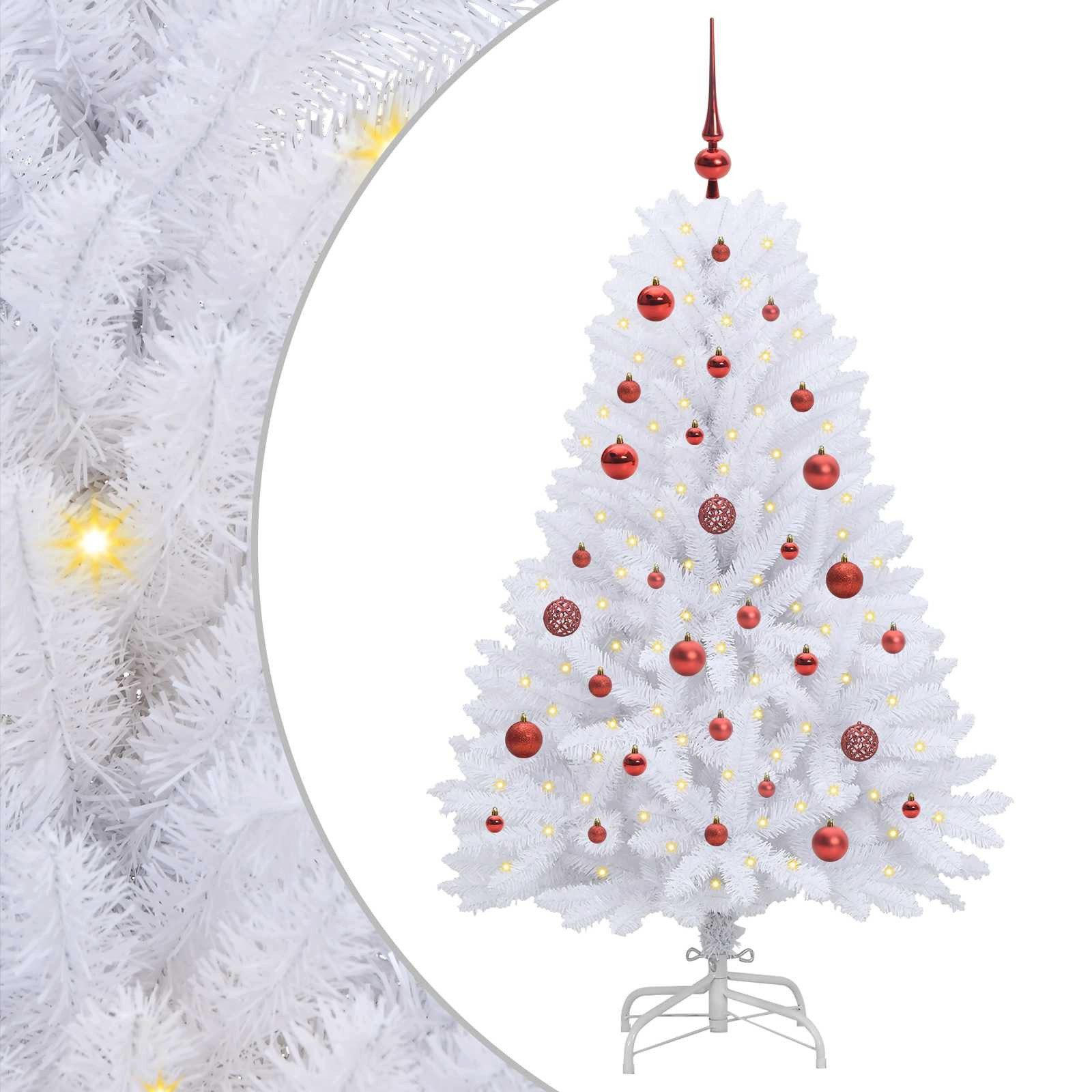 vidaXL Künstlicher Weihnachtsbaum Künstlicher klappbarer Weihnachtsbaum Weiß 150 cm PVC und Stahl