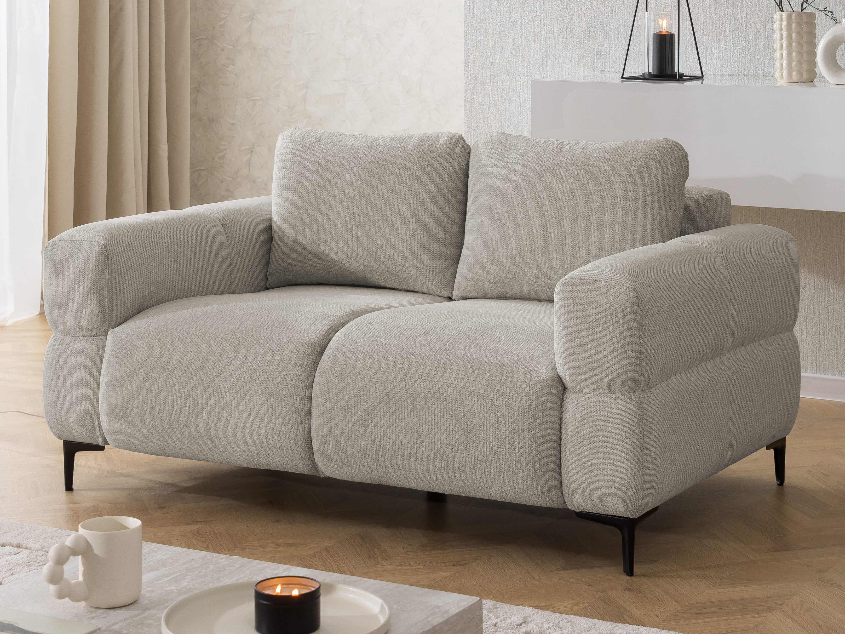 S-Style Möbel 2-Sitzer Sofa Cardea in Bubble-Optik aus weichem Strukturstof günstig online kaufen