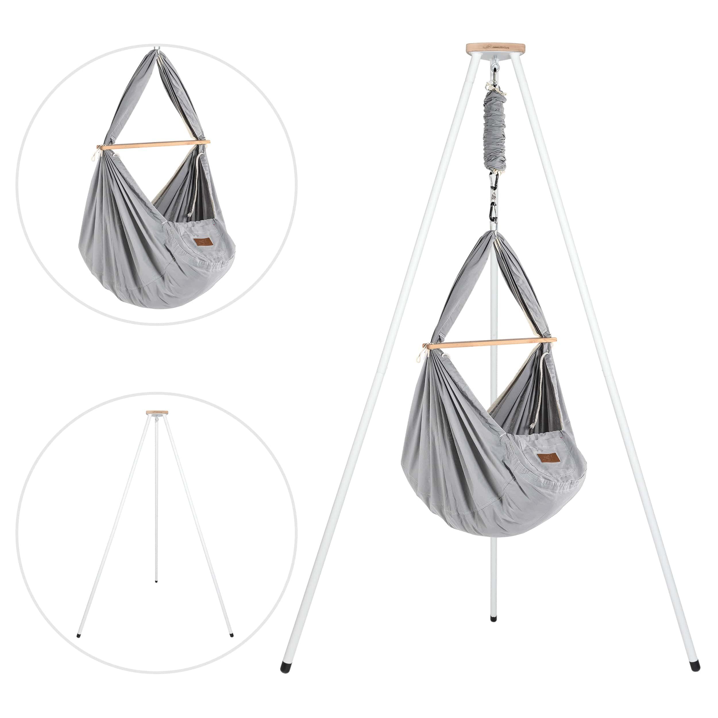 Stubenbett Federwiege Bio Grey mit Tipi Weiß