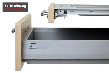 bümö Rollcontainer office Bürocontainer - 3 Materialschubladen, Dekor: Grau mit Streifengriff (Kunststoff)