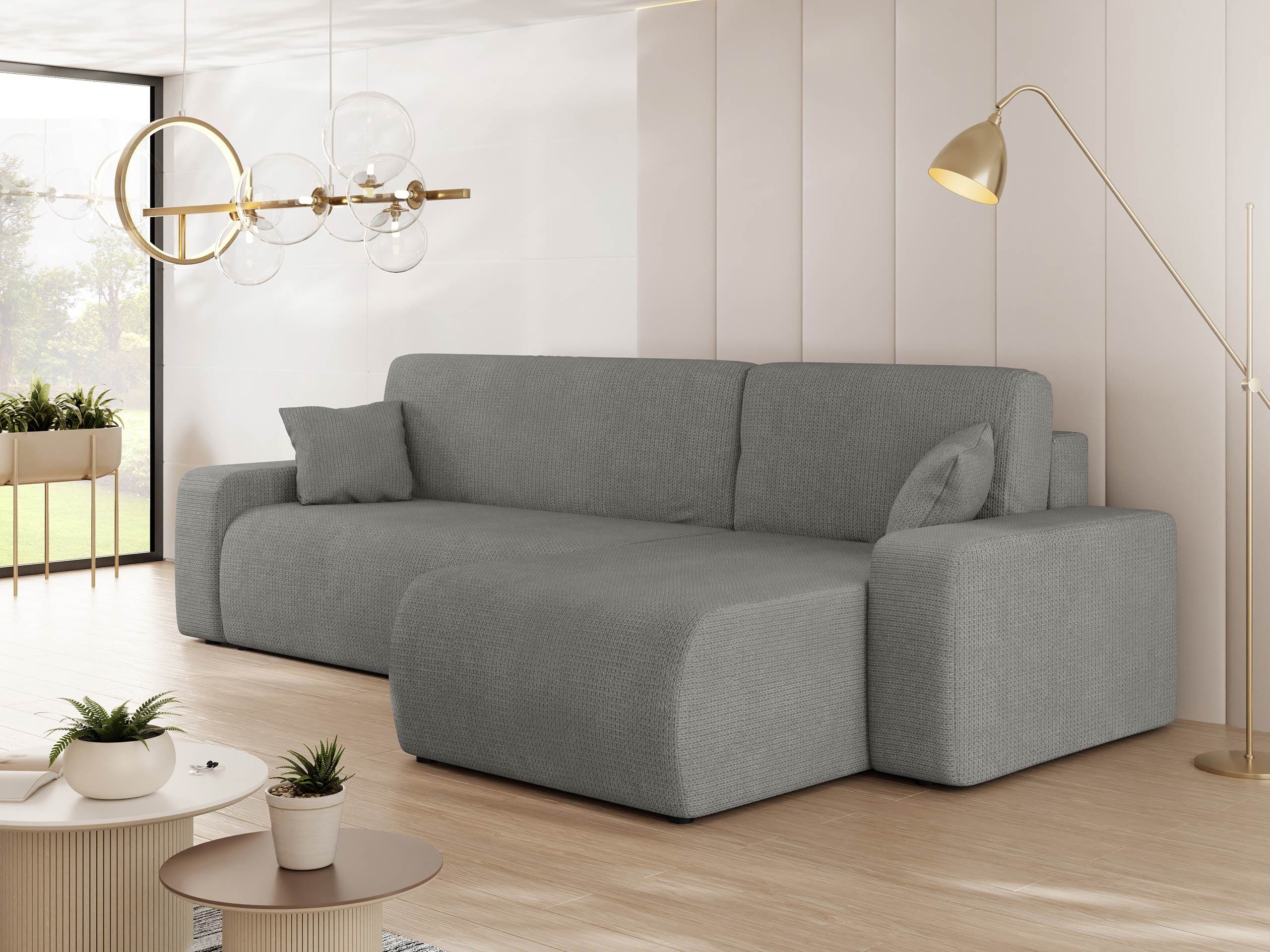 MIRJAN24 Ecksofa Piano, mit Schlaffunktion und Bettkasten, Ottomane universal, Zwei großen, Kissen-Set