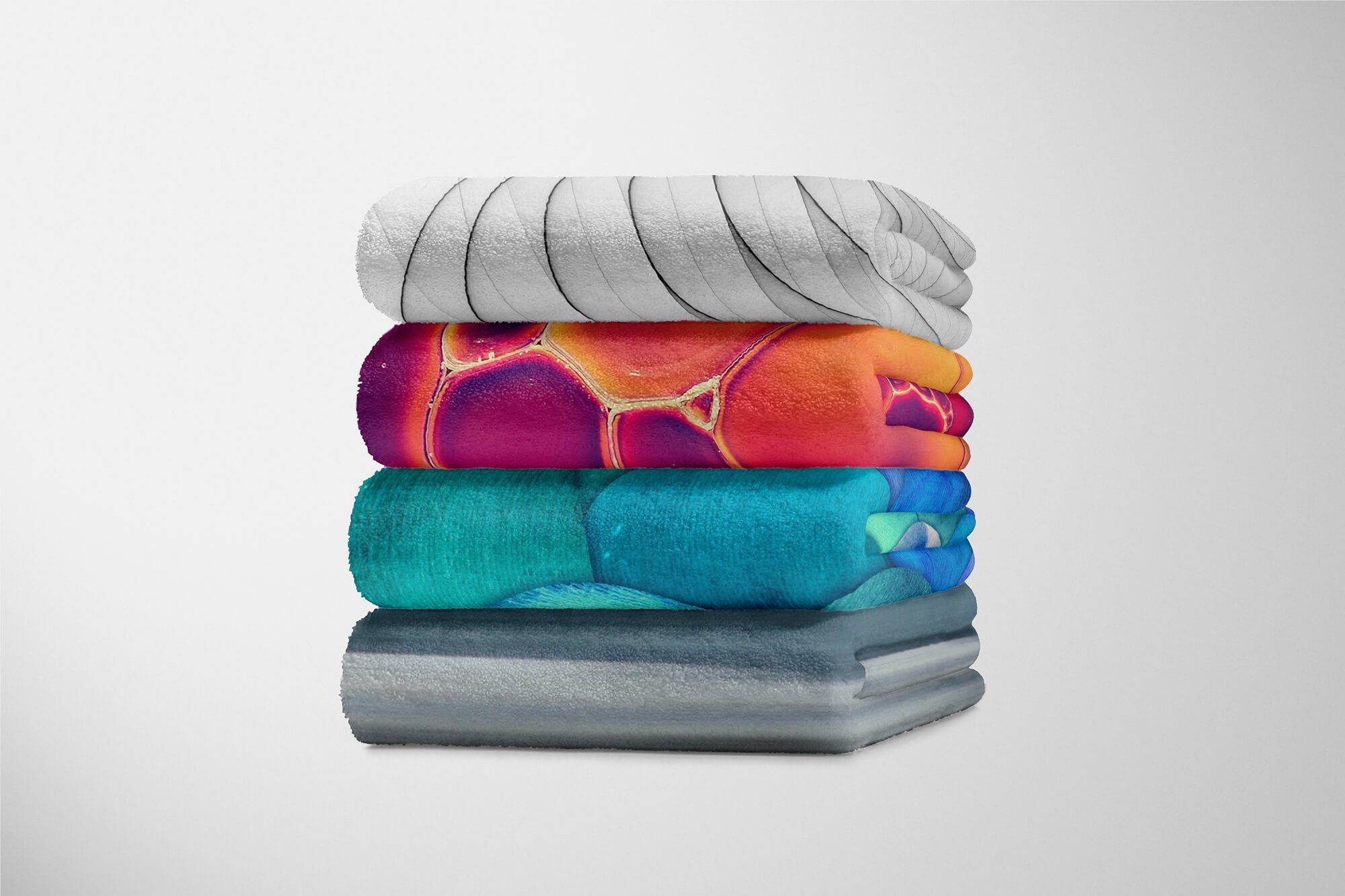 Sinus Art Handtücher Fotomotiv Baumwolle-Polyester-Mix (1-St), mit Blau Handtuch Schuppenstruk, Kuscheldecke abstrakte Strandhandtuch Saunatuch Handtuch