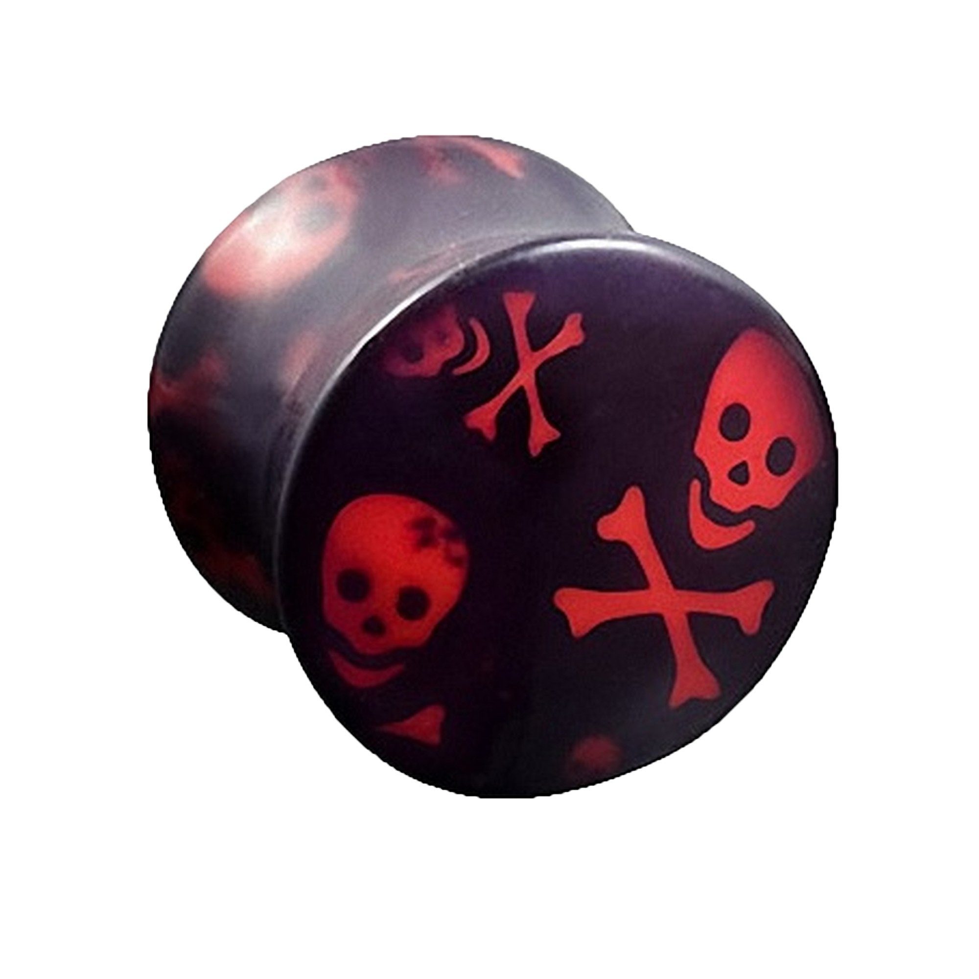 Plug Piercing Ohrpiercing Double Flared Totenkopf Rot