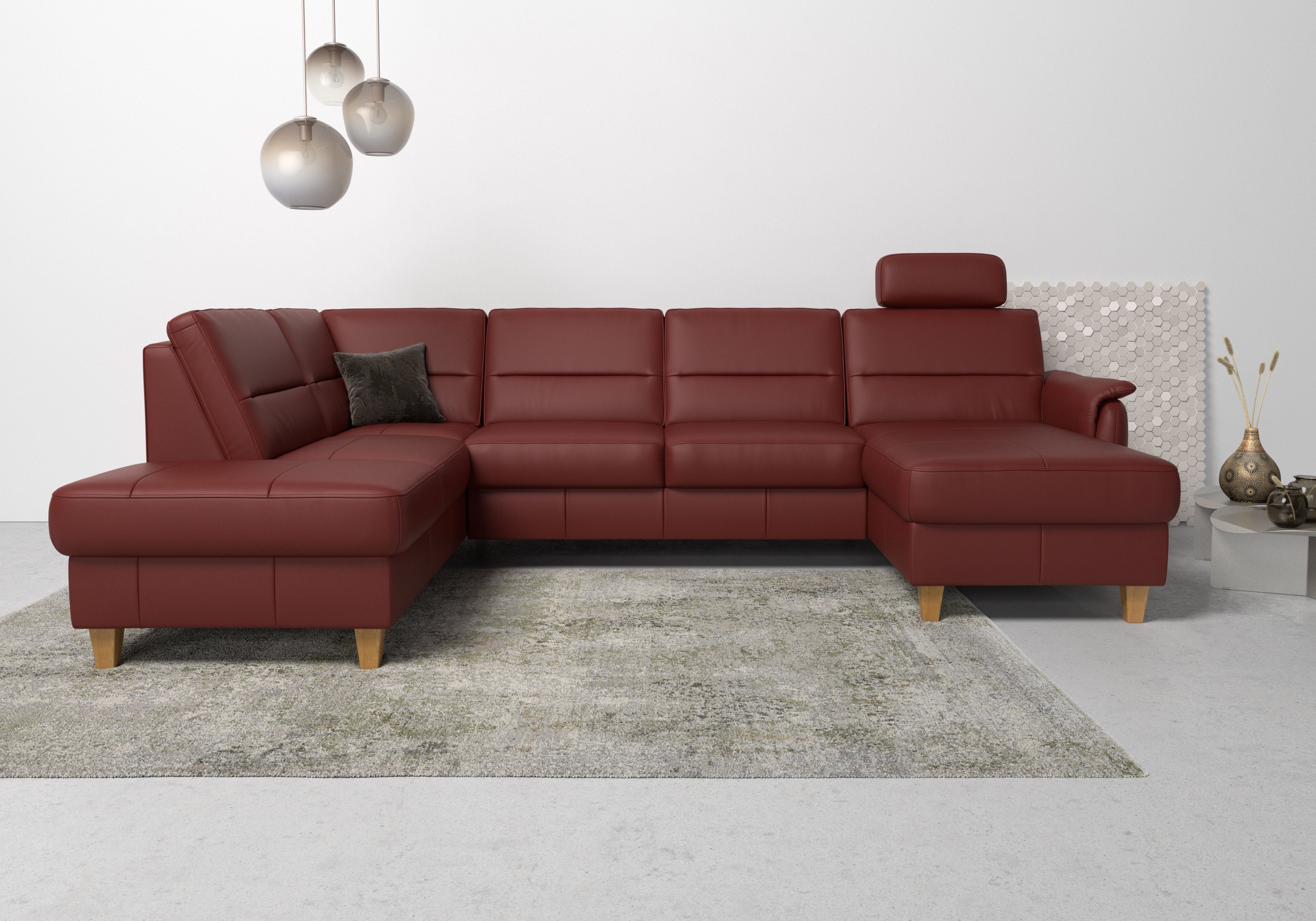 Home affaire Wohnlandschaft Palmera U-Form, B: 308 cm, optional Bettfunktion & Bettkasten, Federkern