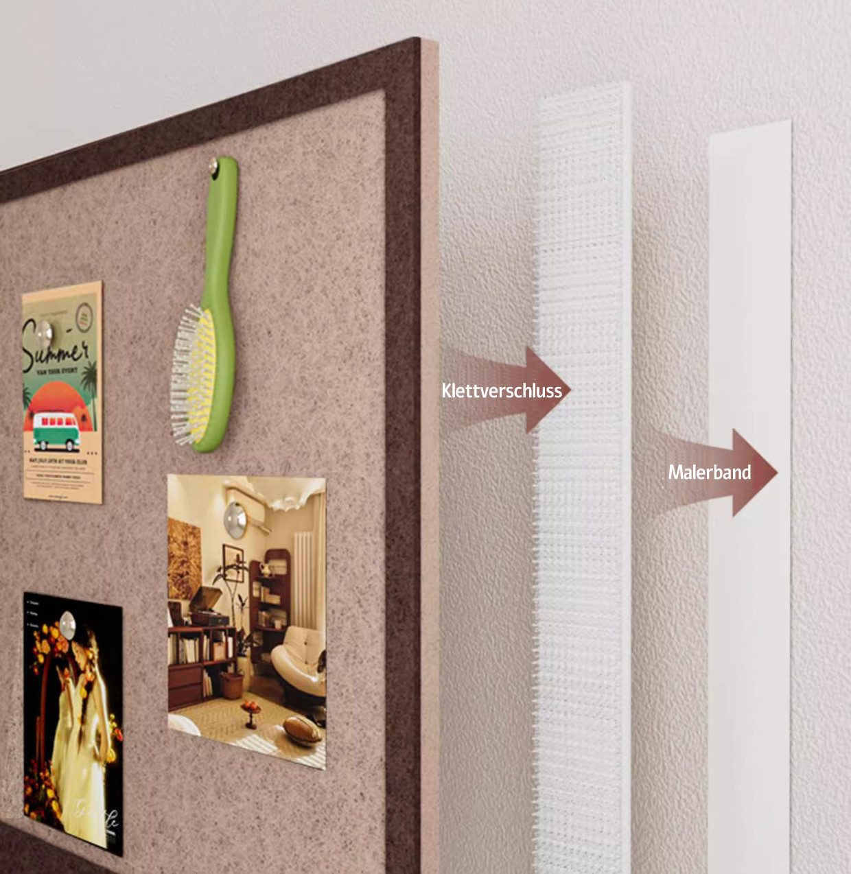 Coonoor Pinnwand Faltbare Filz-Fotopinnwand, selbstklebende Dekowandpaneele, Kork-Nachrichtentafel, Pinnwand für Büro und Zuhause