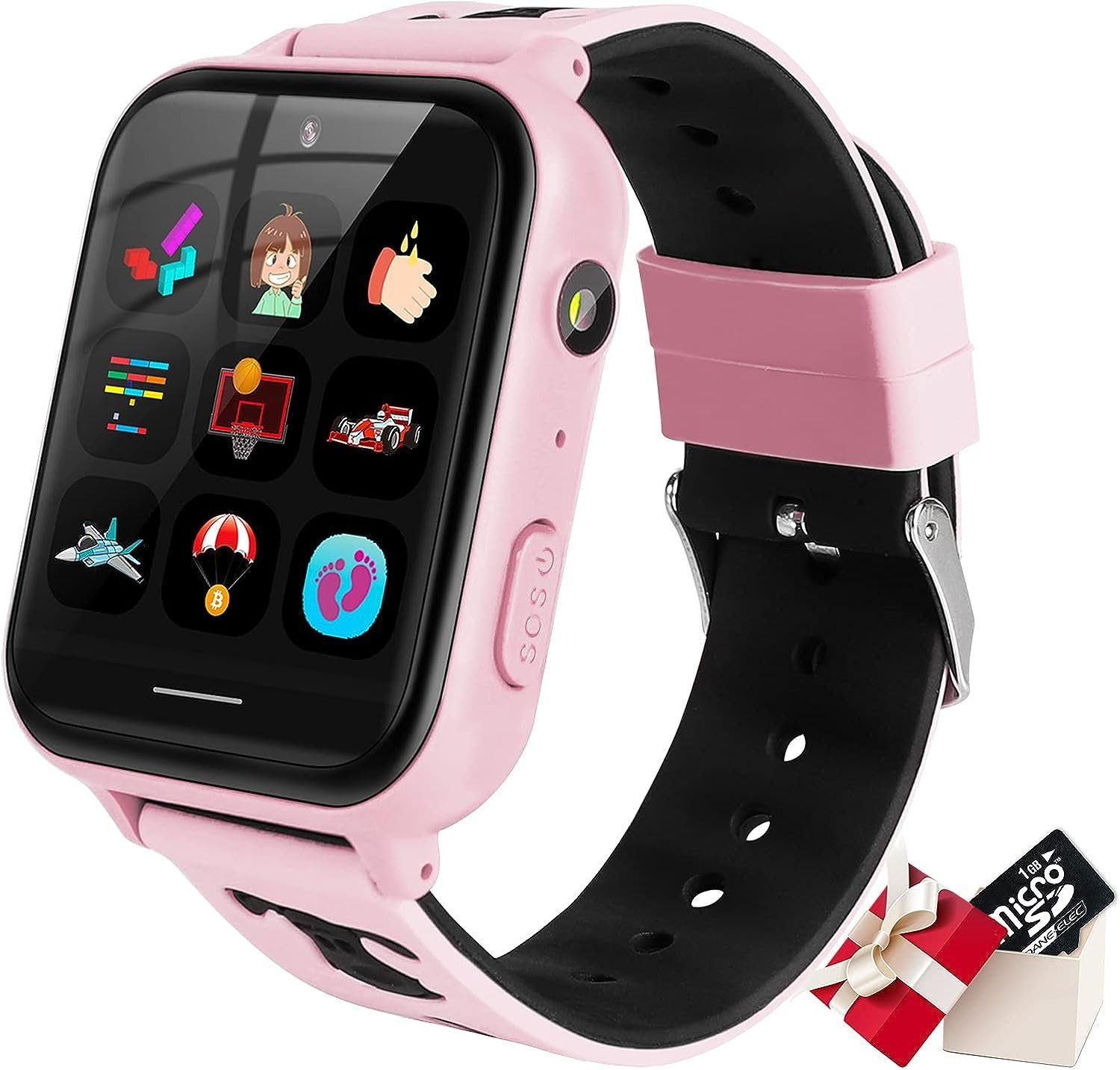 OKYUK Hochauflösender 2,0-HD-Bildschirm (240 x 240 dpi) Smartwatch (1,83 Zoll, 4G), Geburtstagsgeschenk für Jungen und Mädchen im Alter von 4–12 Jahren