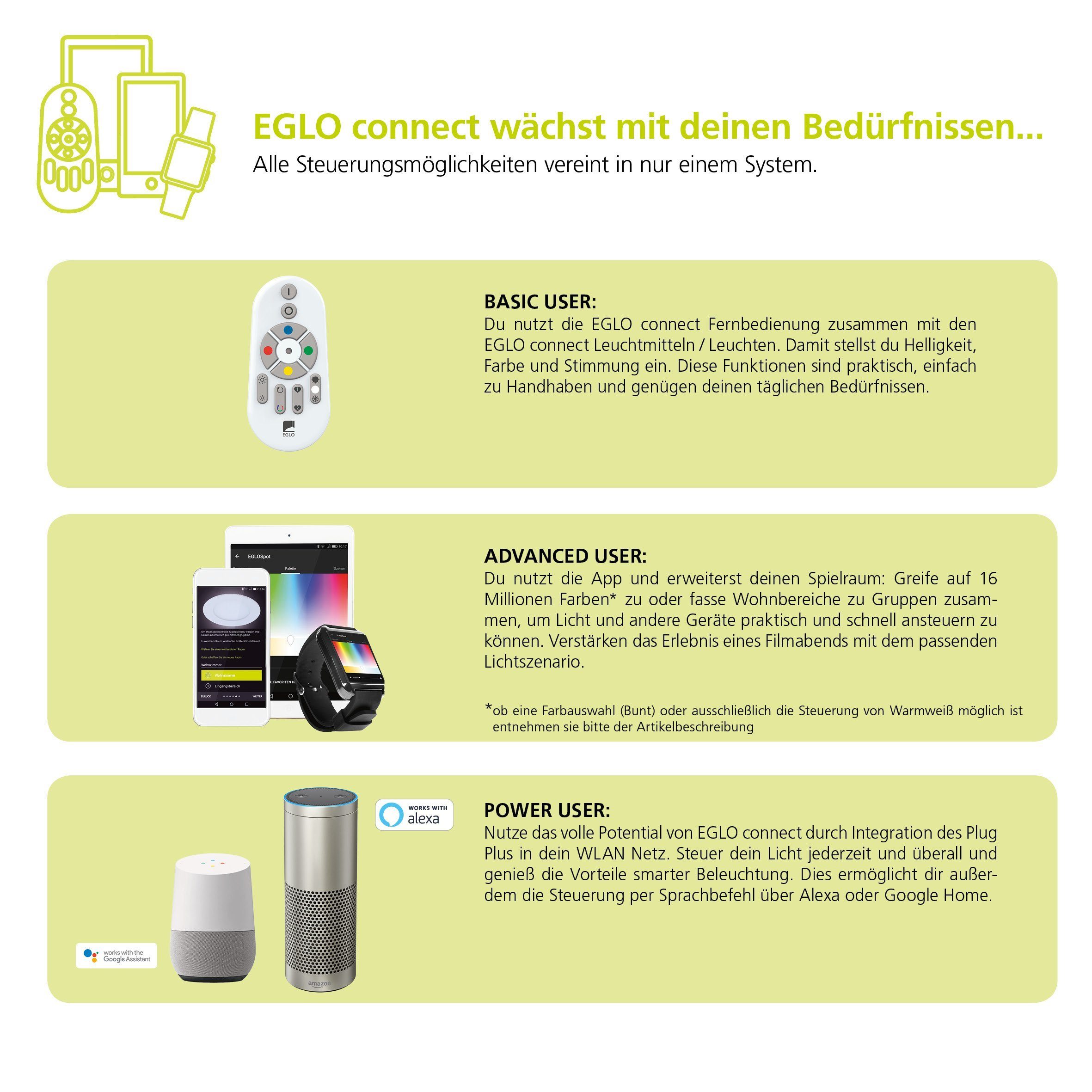 EGLO LED Wandleuchte Marchesa-c, Leuchtmittel inklusive, Smart Home Außenleuchte, Wandleuchte, Silber, weiß, dimmbar, IP44
