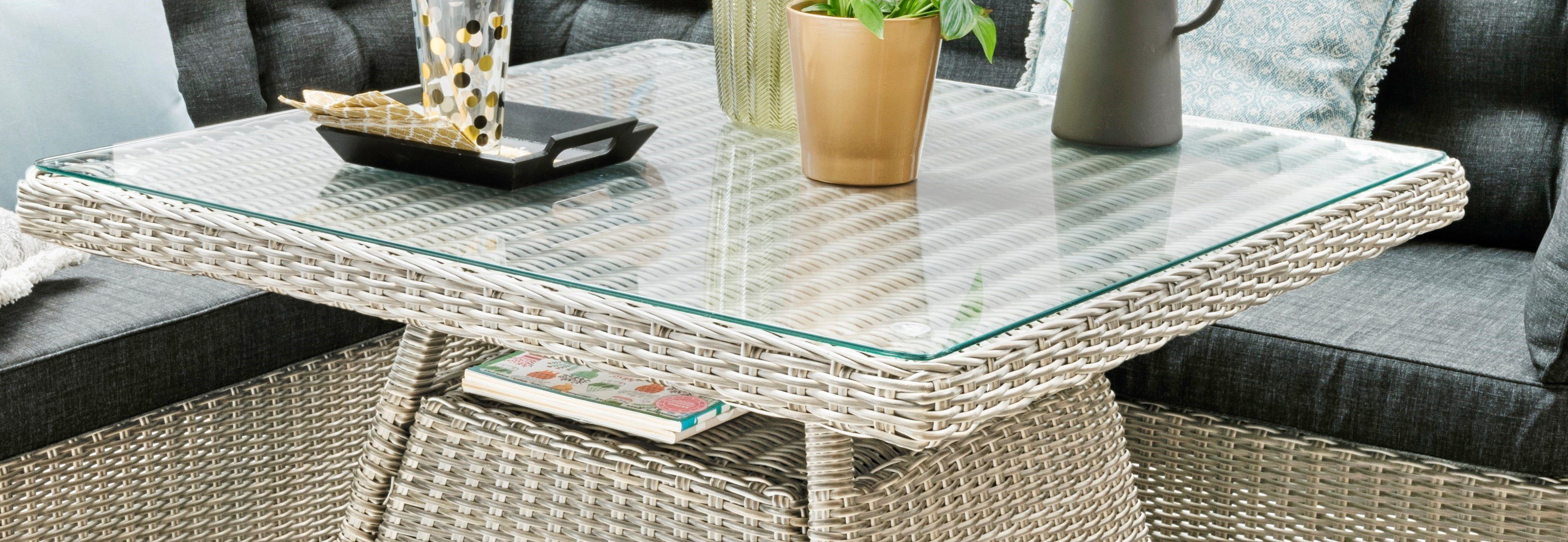 Destiny Garten-Essgruppe PALMA LUNA, (16-tlg., 2x Schenkel, 1x Eckmodul, 2x Sessel, 1x Tisch, inkl. Auflagen), Aluminium, Polyrattan