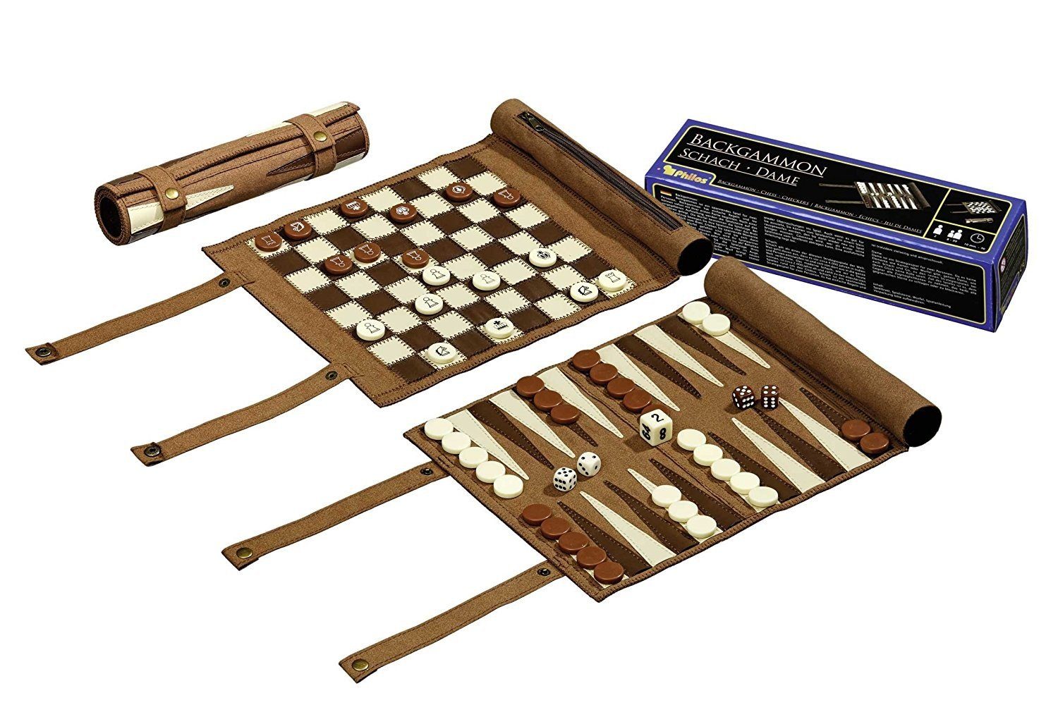Philos Spiel Philos 2801 - Reise-Schach-Backgammon-Dame-Set