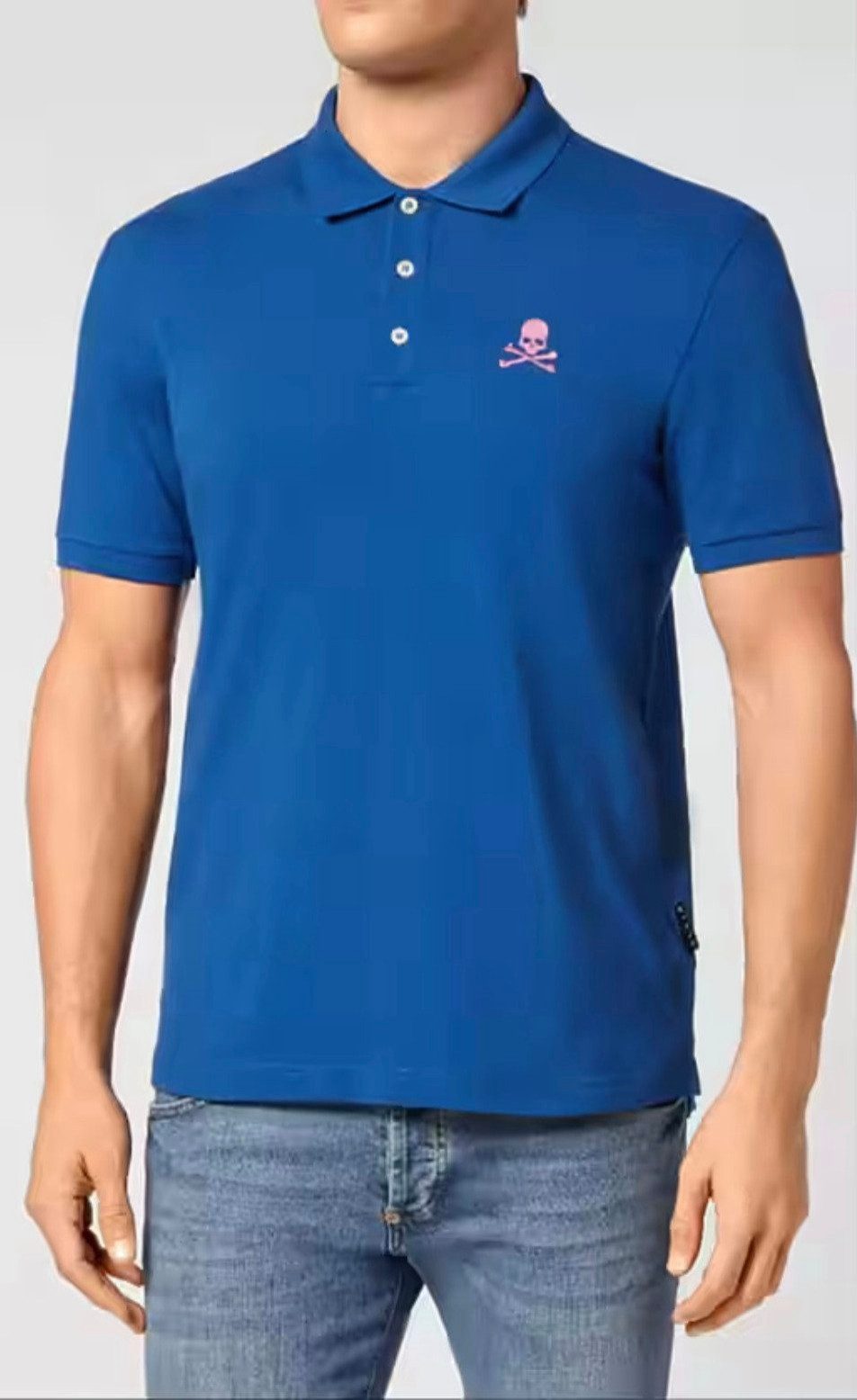PHILIPP PLEIN Poloshirt Polo Hemd Totenkopf Slim Fit Gesticktes Logo,zwei Seitenschlitzen und doppelter Nadelstichnaht