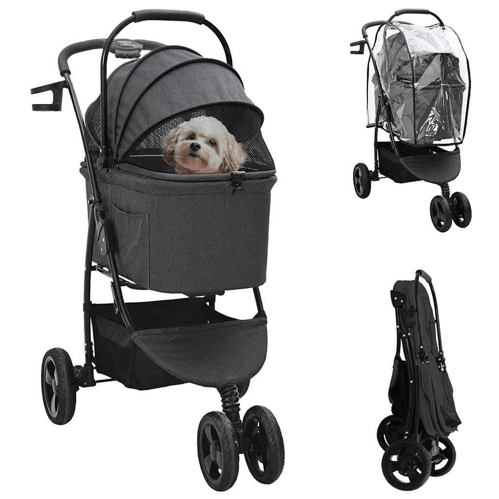 vidaXL Hundebuggy Faltbarer Haustierwagen Schwarz 78 x 54 x 101 cm Polyester, (1-tlg)