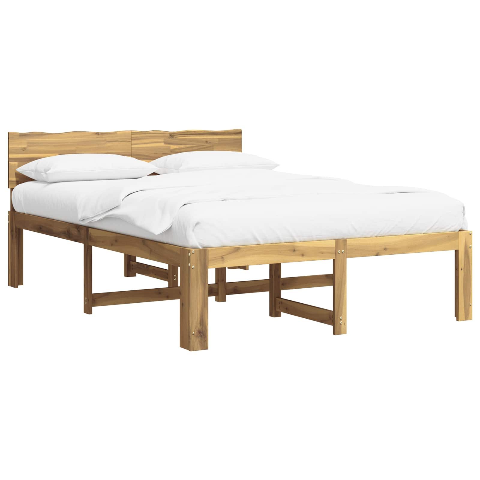 vidaXL Bett Doppelbettgestell mit Kopfteil ROSTOCK Weiß 140 x 200 cm (1-tlg)