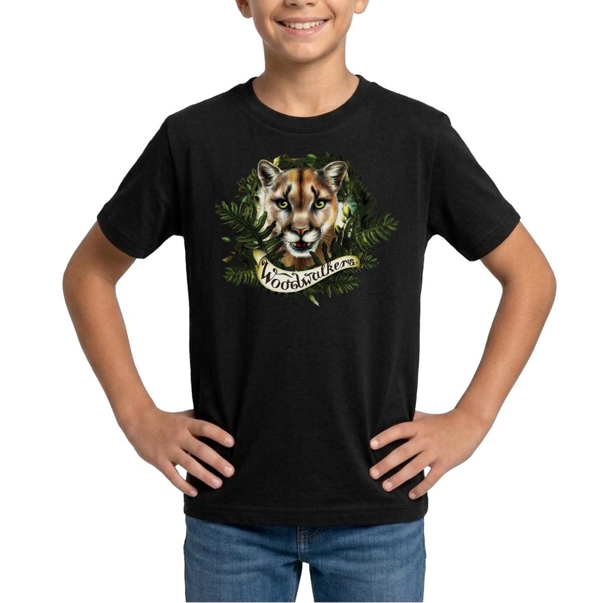 T-Shirt Woodwalkers Carag In Tiergestalt & Schriftzug Teenager T-Shirt